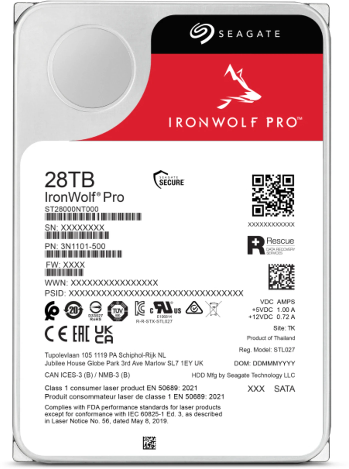 Imagen 3 de Disco Duro Seagate IronWolf Pro 28TB 3.5" 7200rpm SATA3 6Gb/s 512MB p/NAS 24/7
