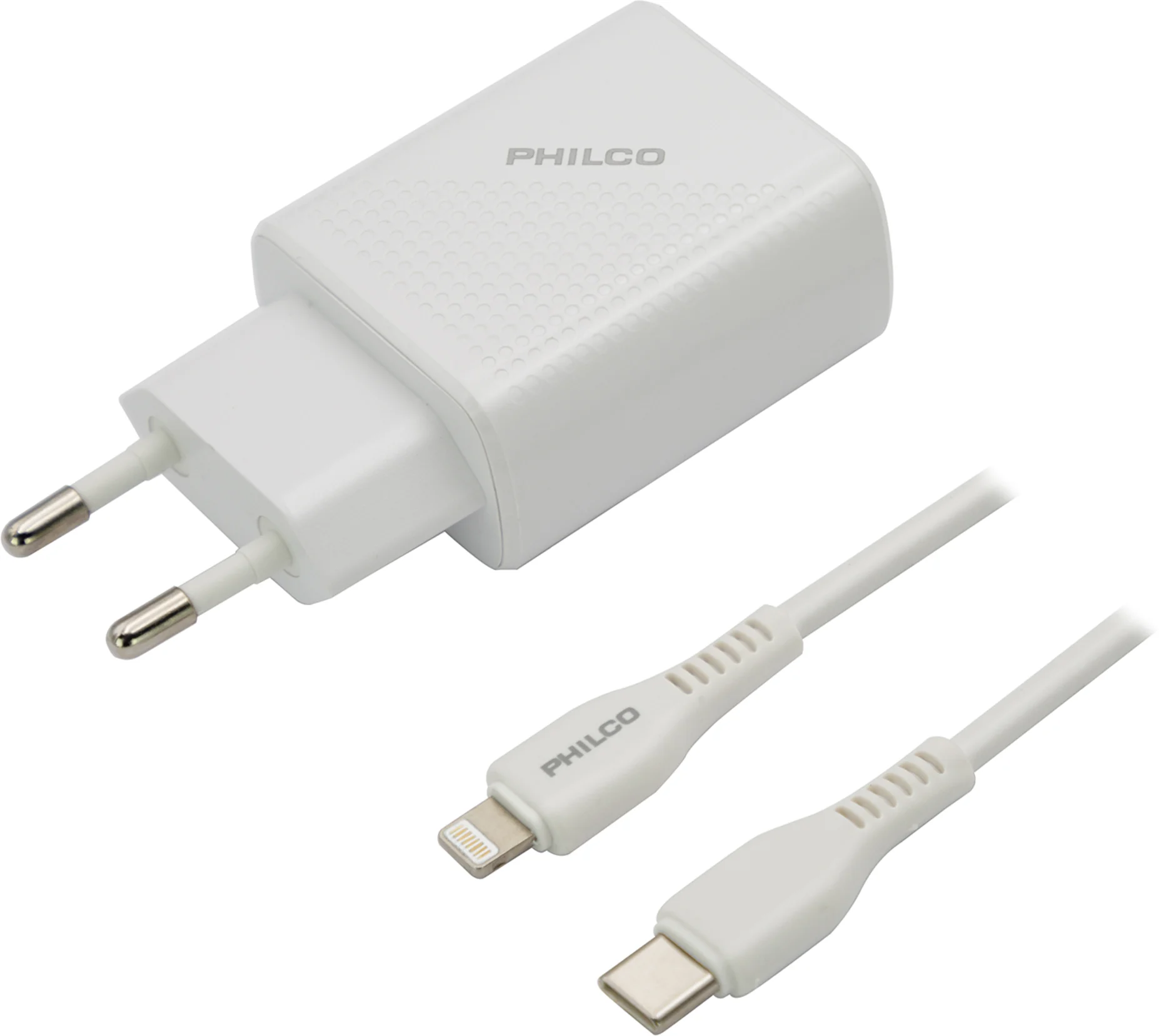 Imagen 2 de Cargador Celular USB-C 20W con  Cable Lighting 1mt - Philco QC3.0 