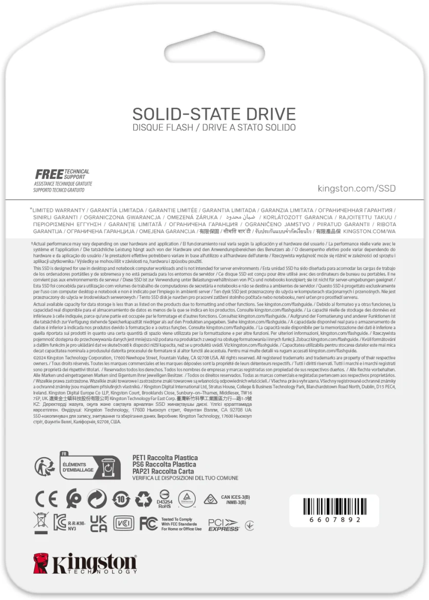 Imagen 5 de Unidad SSD Kingston NV3 4TB M.2 22*80 PCIe4.0x4 Lec6000MB/s Esc5000MB/s