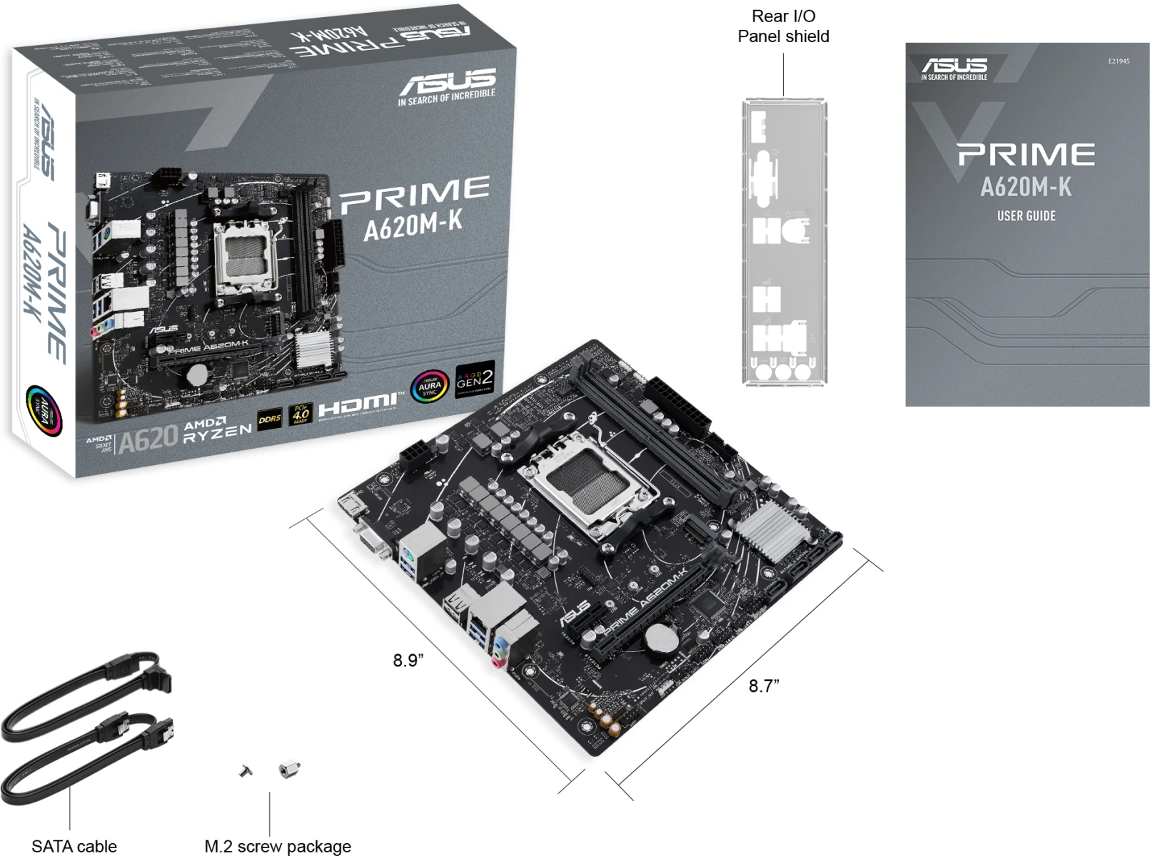 Imagen 6 de Tarjeta Made Asus PRIME A620M-K AMD AM5 2*DDR5 M.2 PS/2 HDMI VGA 4*USB3.2 mATX