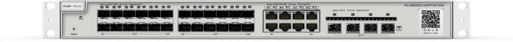 Imagen 1 de RG-NBS5200-24SFP/8GT4XS. Switch de capa 3 con 24 puertos SFP 1Gbps, 8 puertos GigaEthernet, 4 SPF+ h