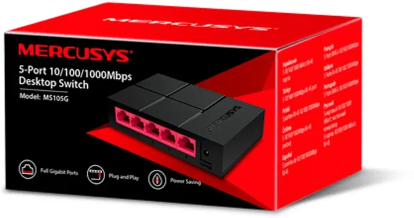 Imagen 3 de Switch Mercusys MS105G 5x Prts 10/100/1000Mbps Ult. compacto Plug&Play (SinPoE)