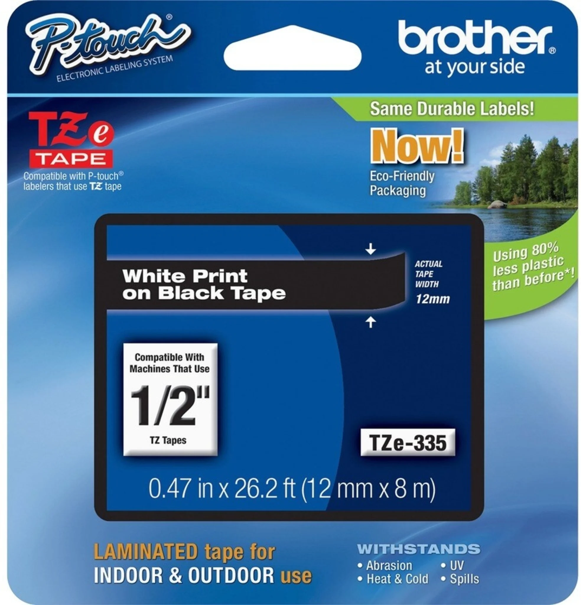 Imagen 0 de Cinta Brother TZE-335 12mm white on black industr. tape