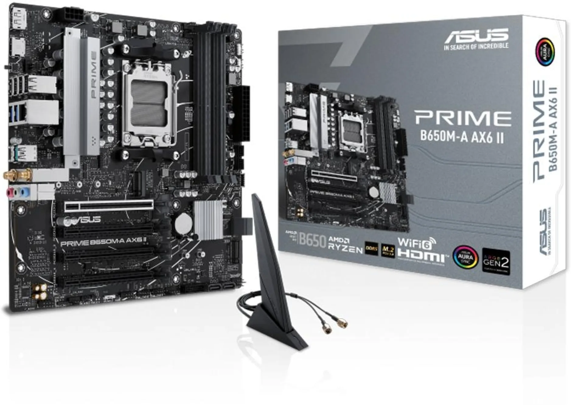 Imagen 0 de Tarjeta madre Asus PRIME B650M-A AX6 II AM5 AMD 4*DDR5 WiFi DP HDMI USB 10Gbps
