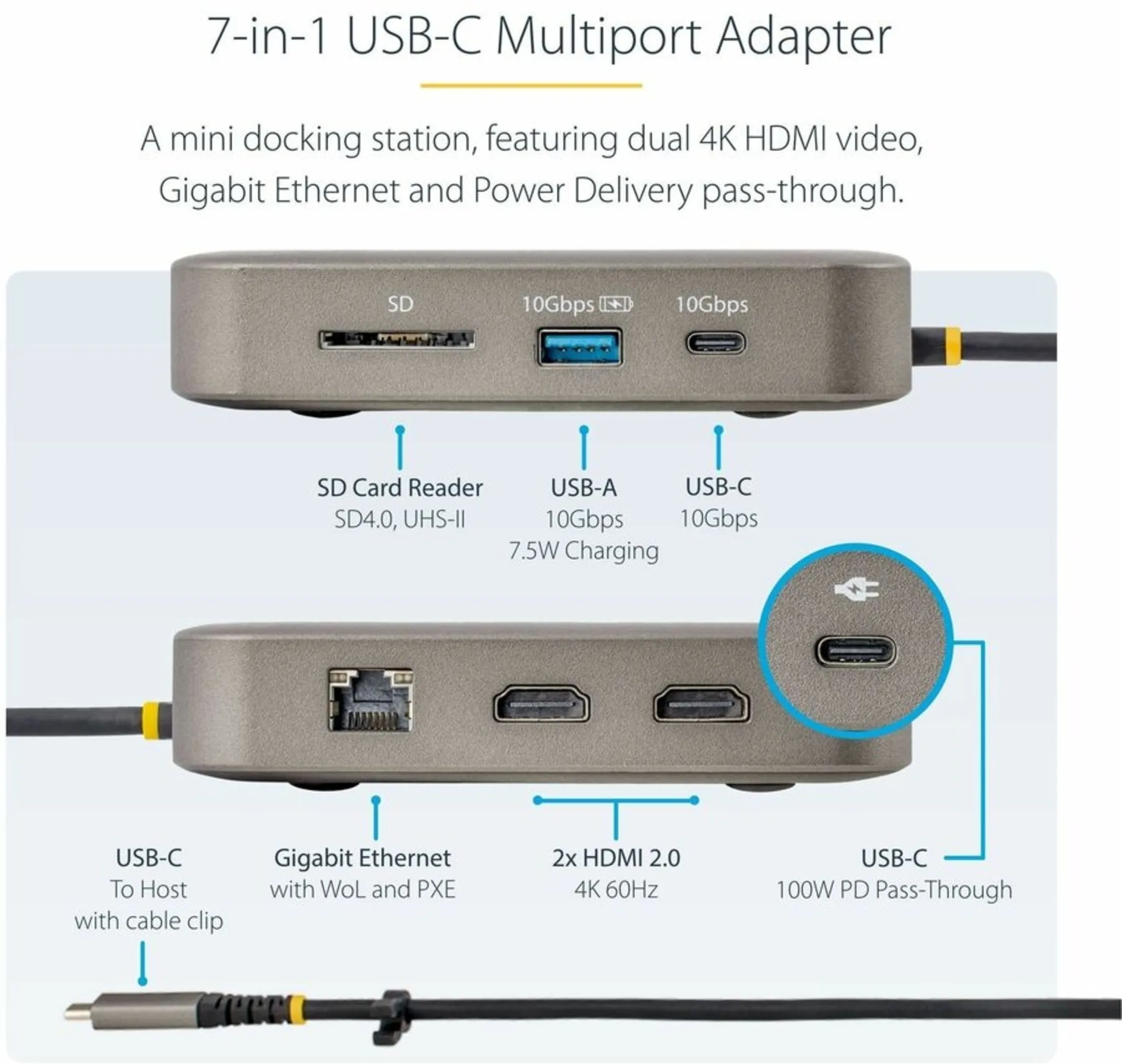 Imagen 8 de Docking Station StarTech USB-C a 2*HDMI 4K 60Hz, LAN SD/MMC USB-A 2*USB-C