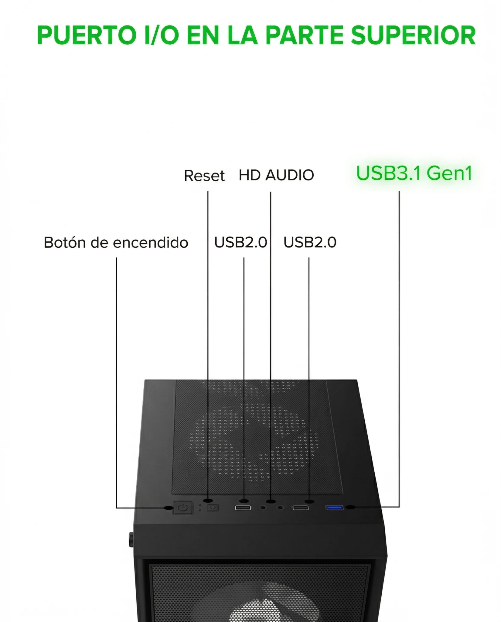 Imagen 6 de Gabinete Gamemax Storm Black mATX, Vidrio Lateral 2*USB2.0 1*USB2.0 1*FAN, Negro