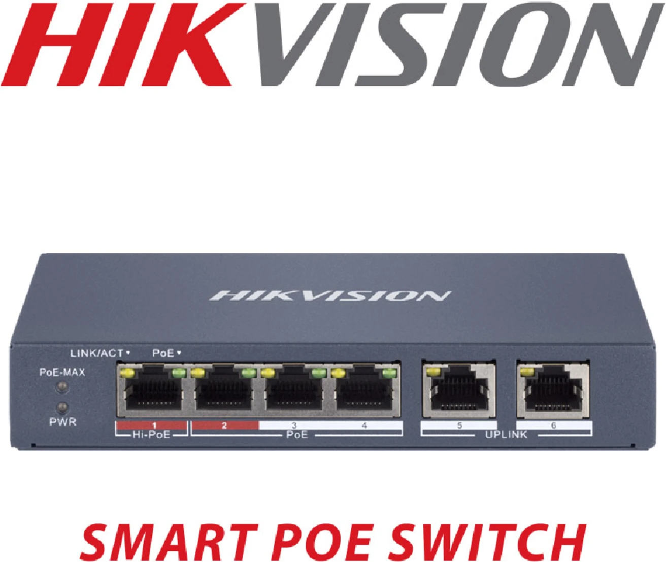 Imagen 2 de Switch 4 Puertos Hikvision No Amd. POE+ 10/100 Mbps 45W 300mt Smart