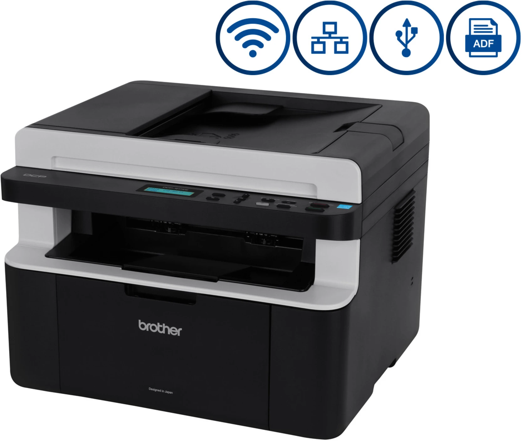 Imagen 1 de Impresora Multifunción Brother DCP-1617NW Láser Monocromatica USB LAN Inalámbr.