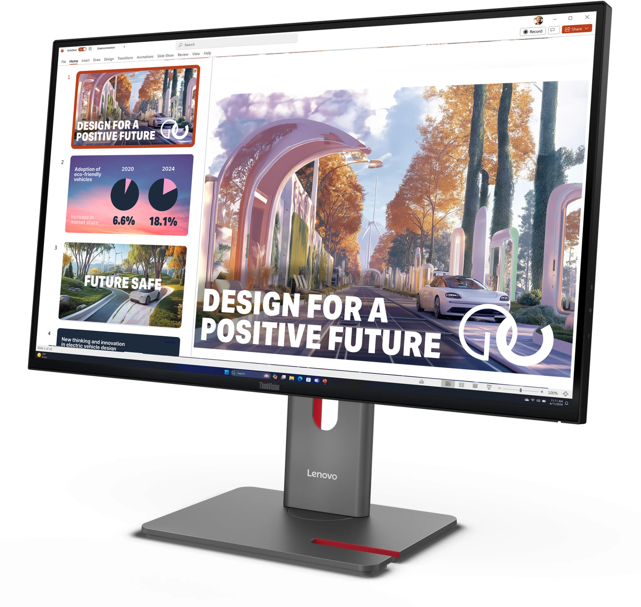 Imagen 2 de Monitor Lenovo ThinkVision P27QD-40 27" QHD 2560*1440 IPS DP HDMI USB-A/C LAN