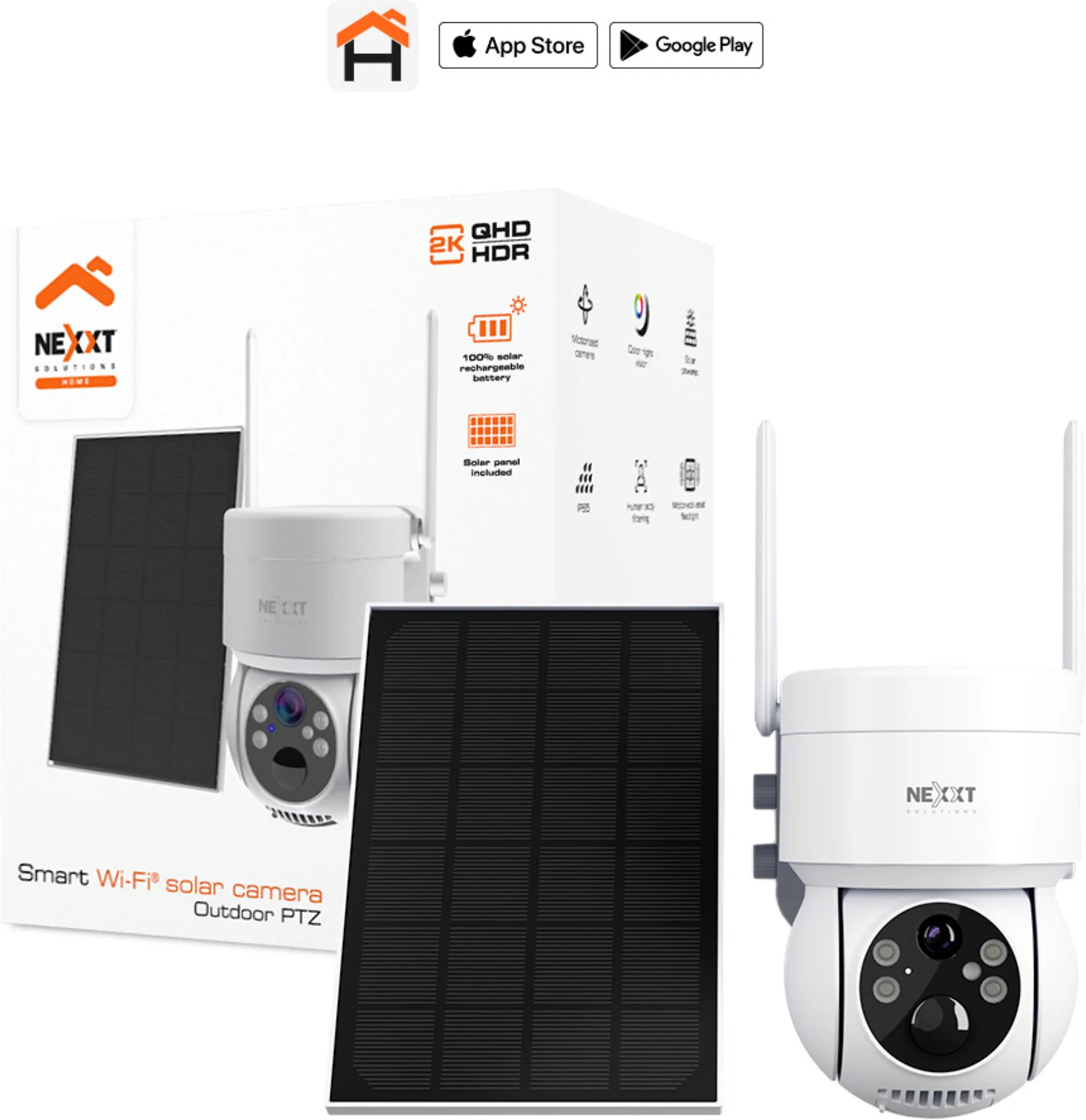 Imagen 0 de Cámara Solar Inteligente Nexxt Solution PTZ  Wi-Fi para Exteriores 1080P FHD