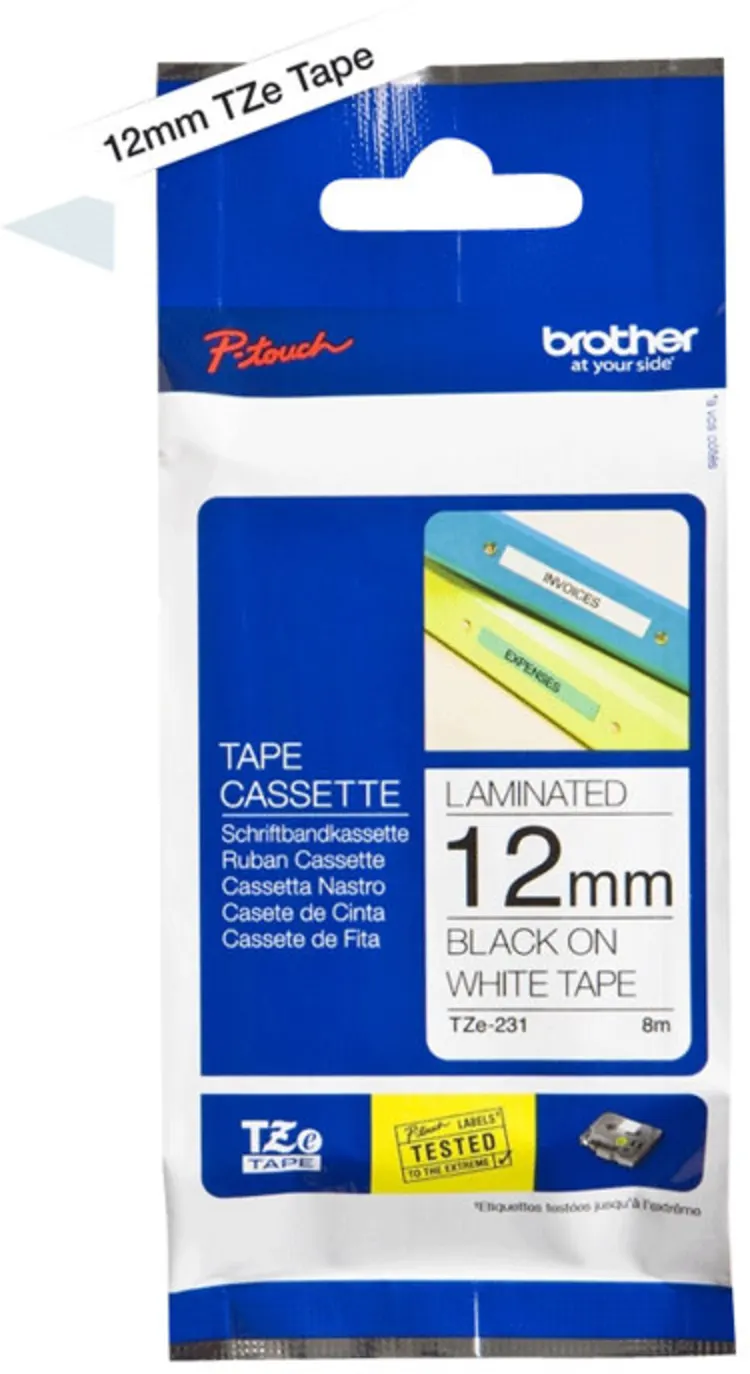 Imagen 0 de Cinta Rotuladora Brother TZE-FX231 Flexible de 12MM x 8MTS Negro Sobre Blanco