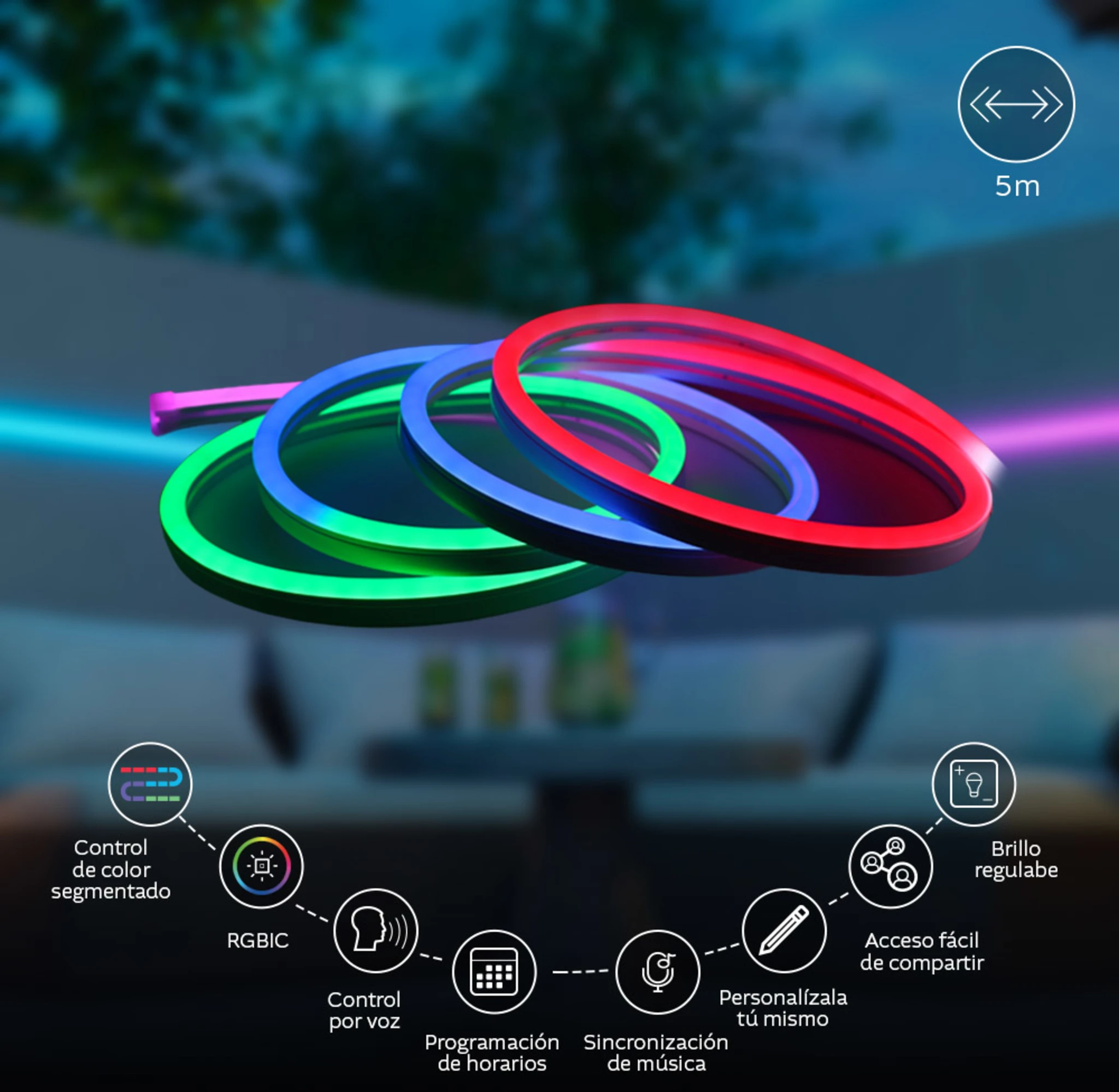 Imagen 1 de Cinta LED Neon Smart Nexxt NHB-S614, LED RGBIC WiFi 5mts Smart Home