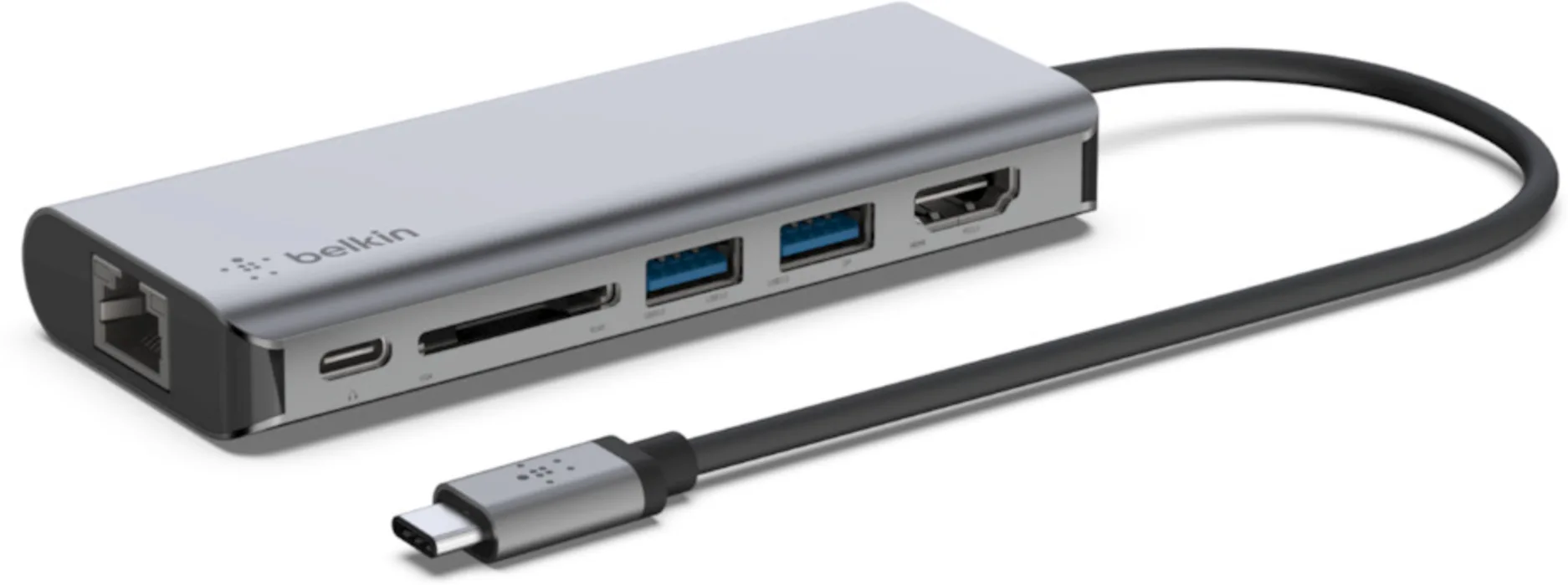 Imagen 0 de Adap. Belkin USB-C a HDMI, USB-Ax2, Ethernet, Lector tarjetas + carga