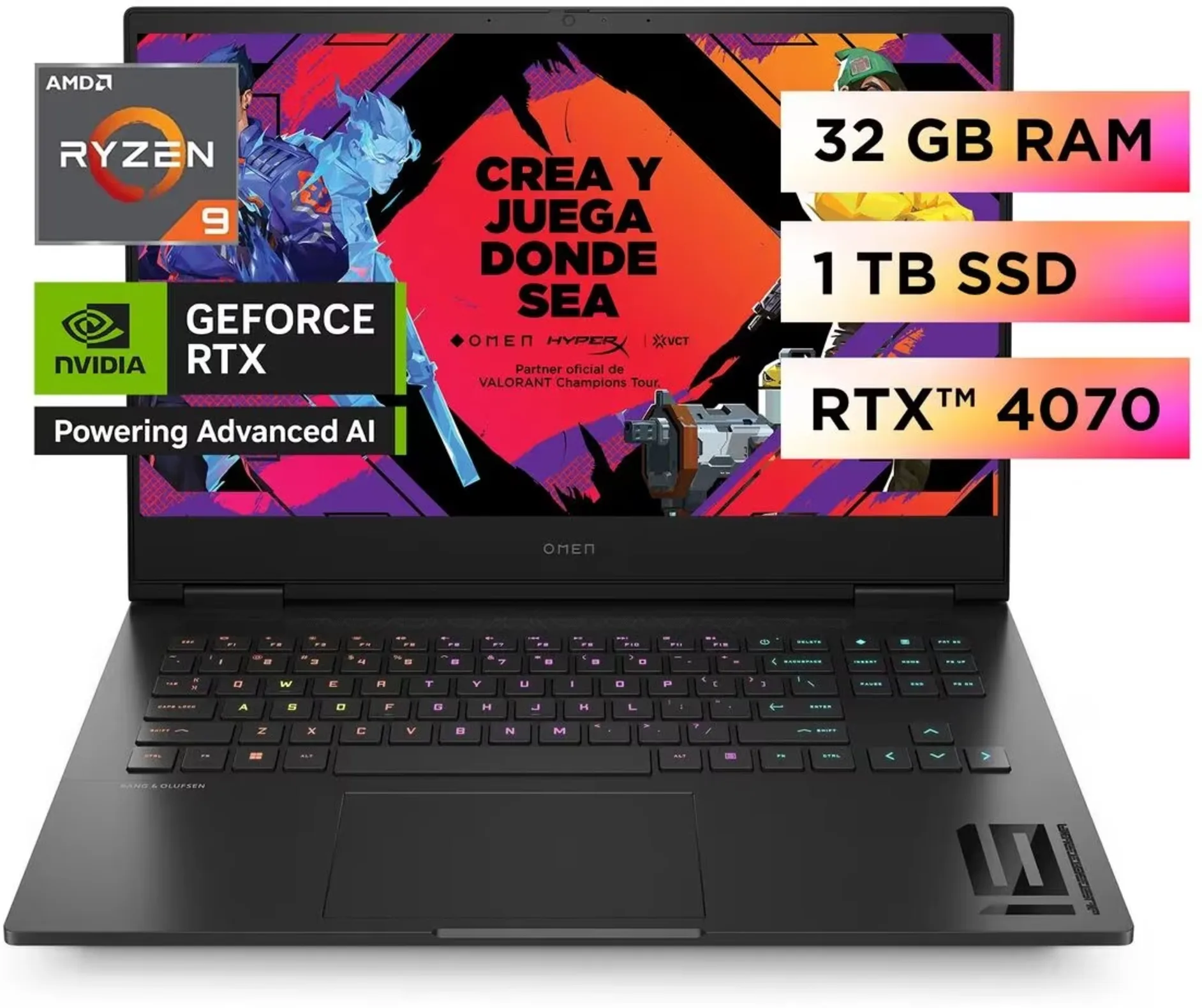 Imagen 2 de Notebook Gamer HP OMEN 16 Ryzen 9 7940HS RAM 32GB SSD 1TB RTX 4070 16.1 W11H