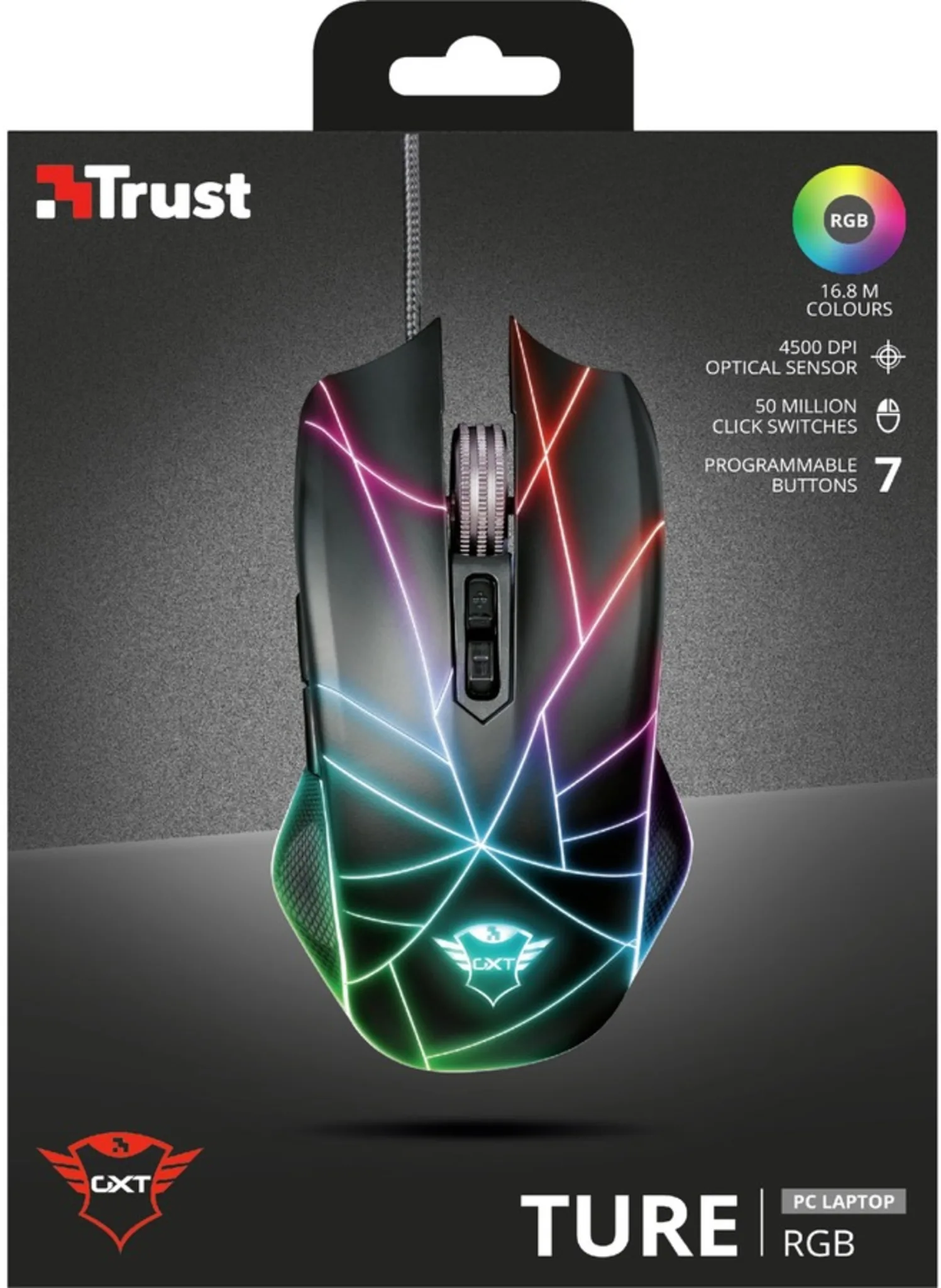 Imagen 12 de Mouse Gamer Alámbrico Trust GXT 160X Ture RGB Óptico 4500dpi cable 1.8m USB Negr