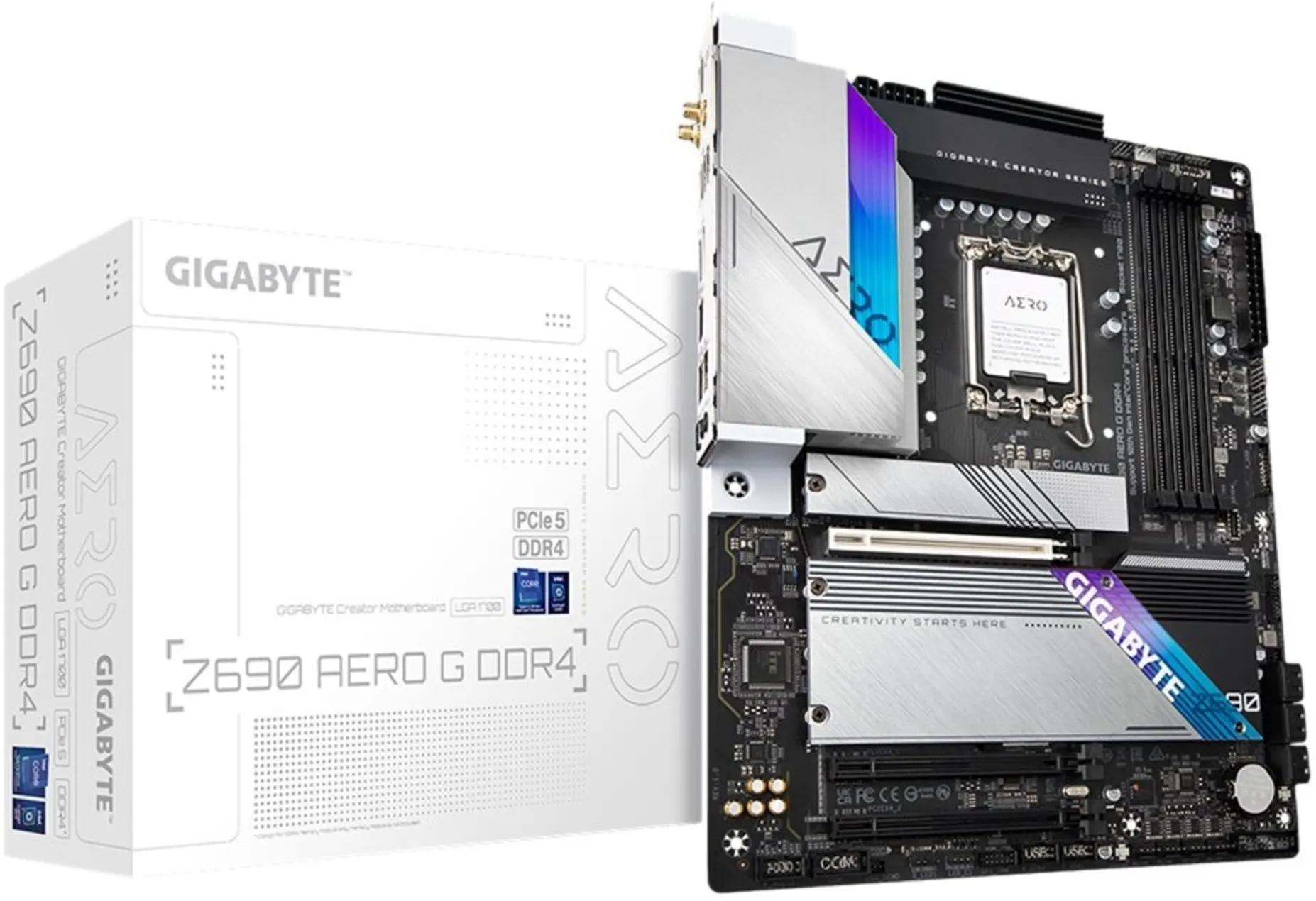 Imagen 6 de Gigabyte Z690 AERO G - 1.0 - placa base - ATX - Socket LGA1700 - Z690 Chipset - USB-C Gen1, USB 3.2 Gen 1, USB 3.2 Gen 2, USB-C Gen 2x2 - 2.5 Gigabit LAN, Wi-Fi 6, Bluetooth - Tarjeta gráfica (CPU necesaria) - HD Audio (8-canales)