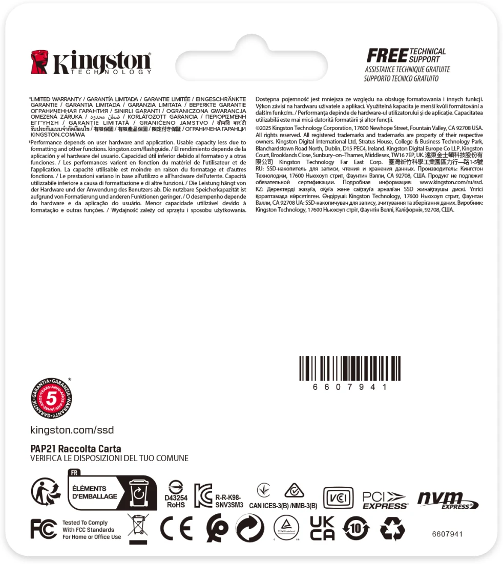 Imagen 3 de Unidad SSD Kingston NV3 2TB M.2 22*30 PCIe4x4 NVMe Lec6000MB/s Esc5000MB/s