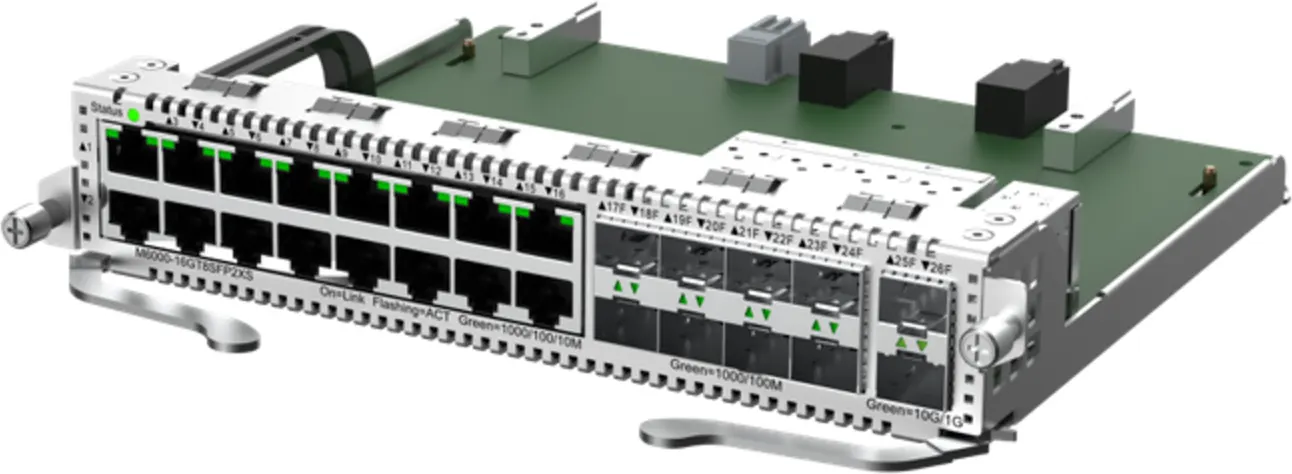 Imagen 0 de M6000-16GT8SFP2XS. Slot Modular para NBS6002 con 16 puertos de cobre, 8 puertos SFP 1Gbps, 2 Puertos