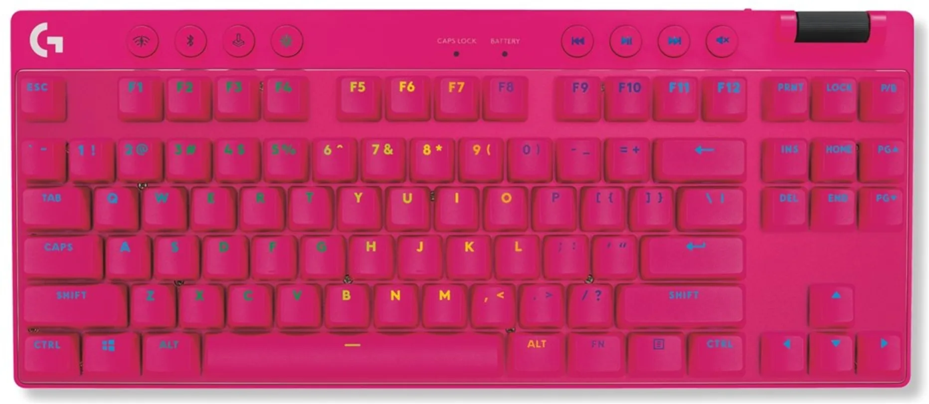 Imagen 7 de Logitech G PRO X TKL LIGHTSPEED Wireless Gaming Keyboard, Tactile Switches (GX Brown), Magenta - Teclado - sin teclado numérico - retroiluminación - Bluetooth, LIGHTSPEED - QWERTY - EE. UU. - interruptor: GX Brown Tactile - magenta