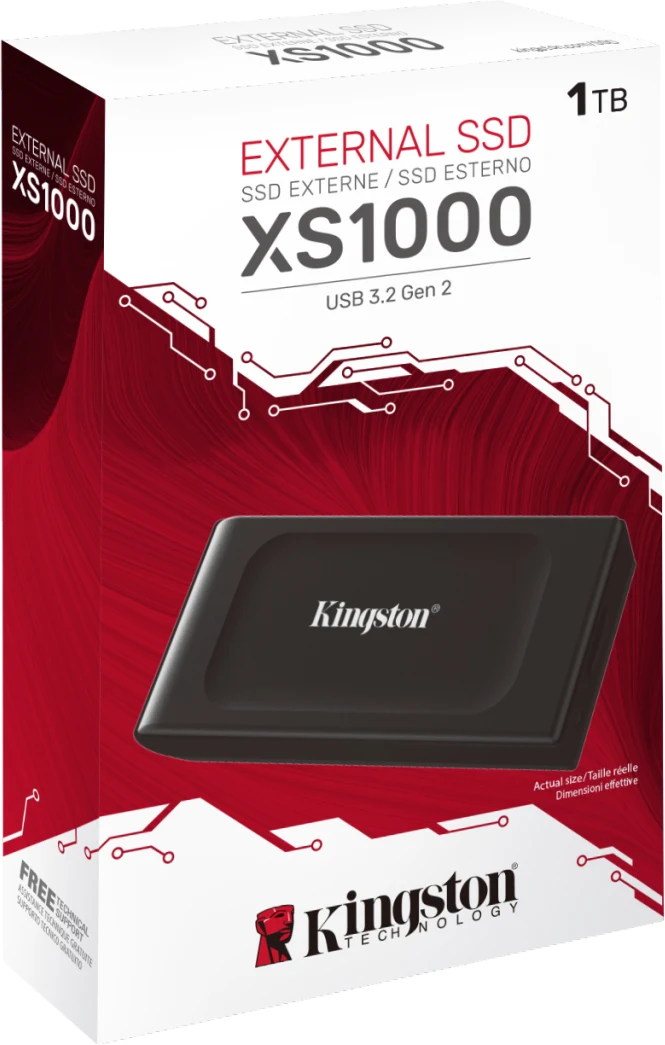 Imagen 2 de Unidad SSD Externo Kingston XS1000 1TB USB3.2 Gen2 Lec1050MBs Esc1000MBs Negro
