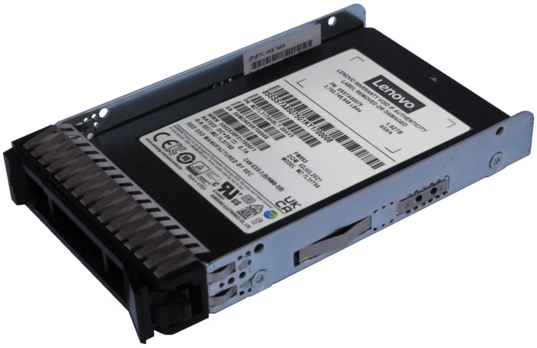 Imagen 0 de Unidad SSD Lenovo 1.92TB SATA III 2.5" 7mm  6GBP/s V-NAND TLC p/Servidor