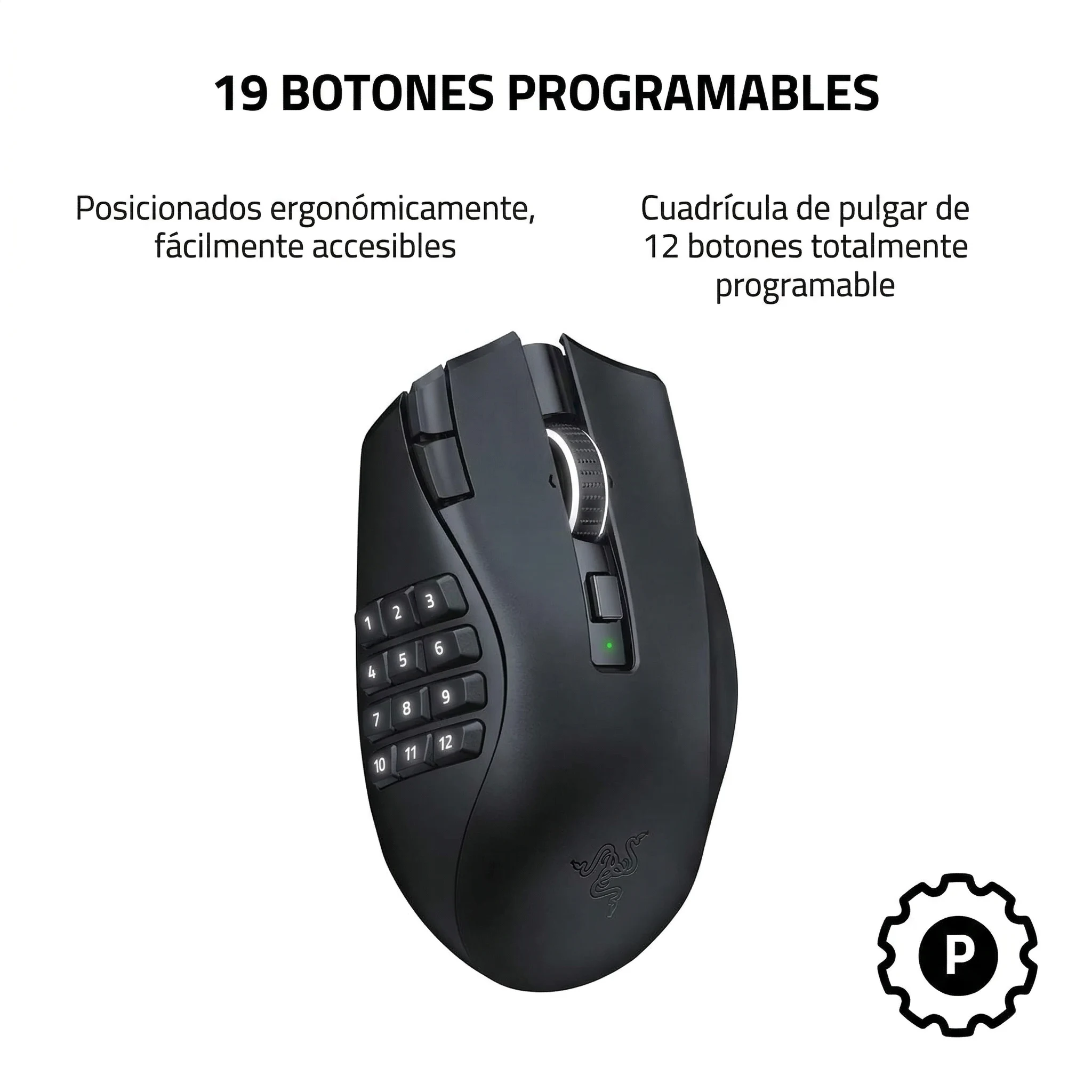 Imagen 2 de Mouse Gamer Razer Naga V2 HyperSpeed Inalámbrico MMO 30K DPI 2.4Ghz 19 Botones