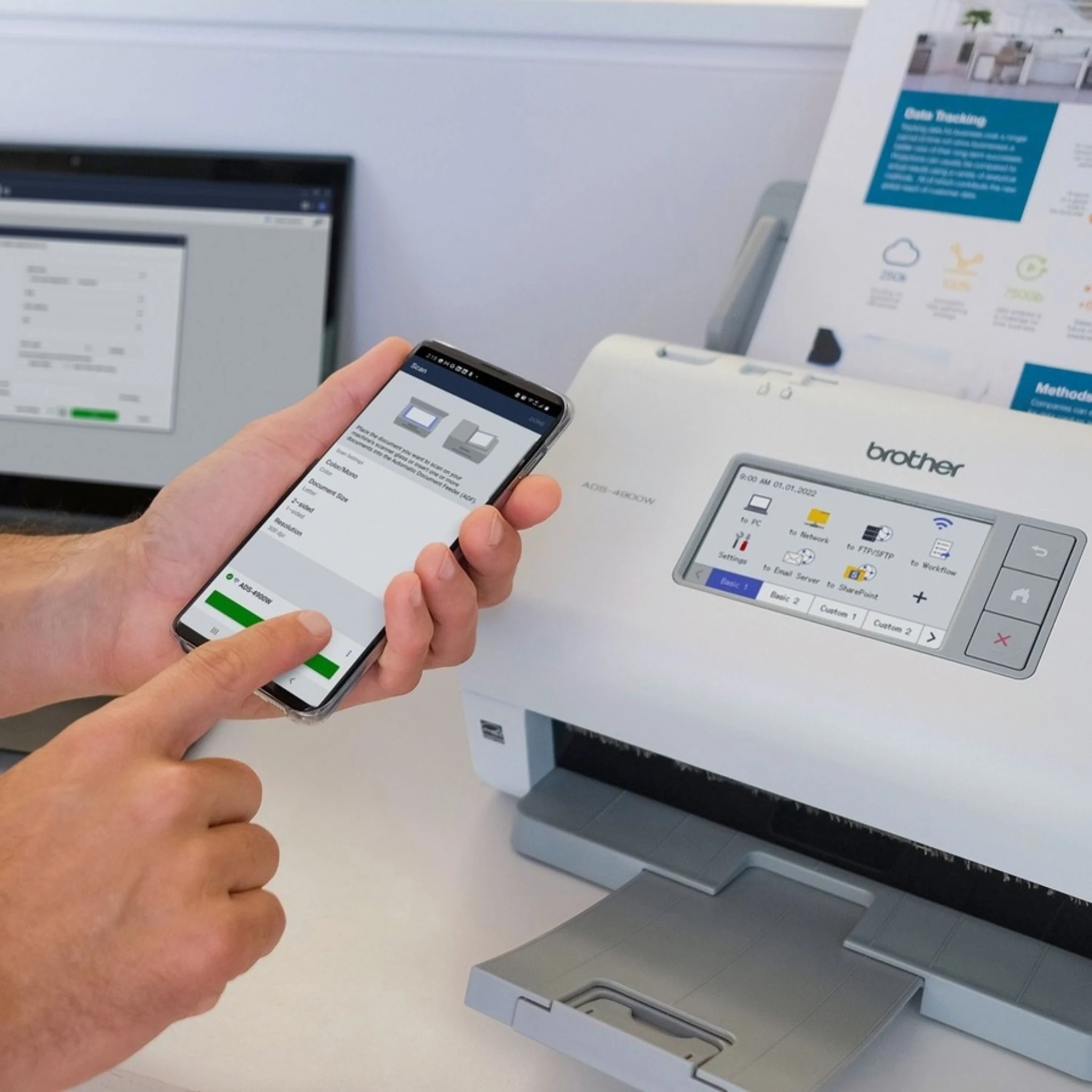 Imagen 3 de Escáner de Escritorio Brother ADS4900W, 120ppm ADF Ethernet USB 3.0 Dúplex