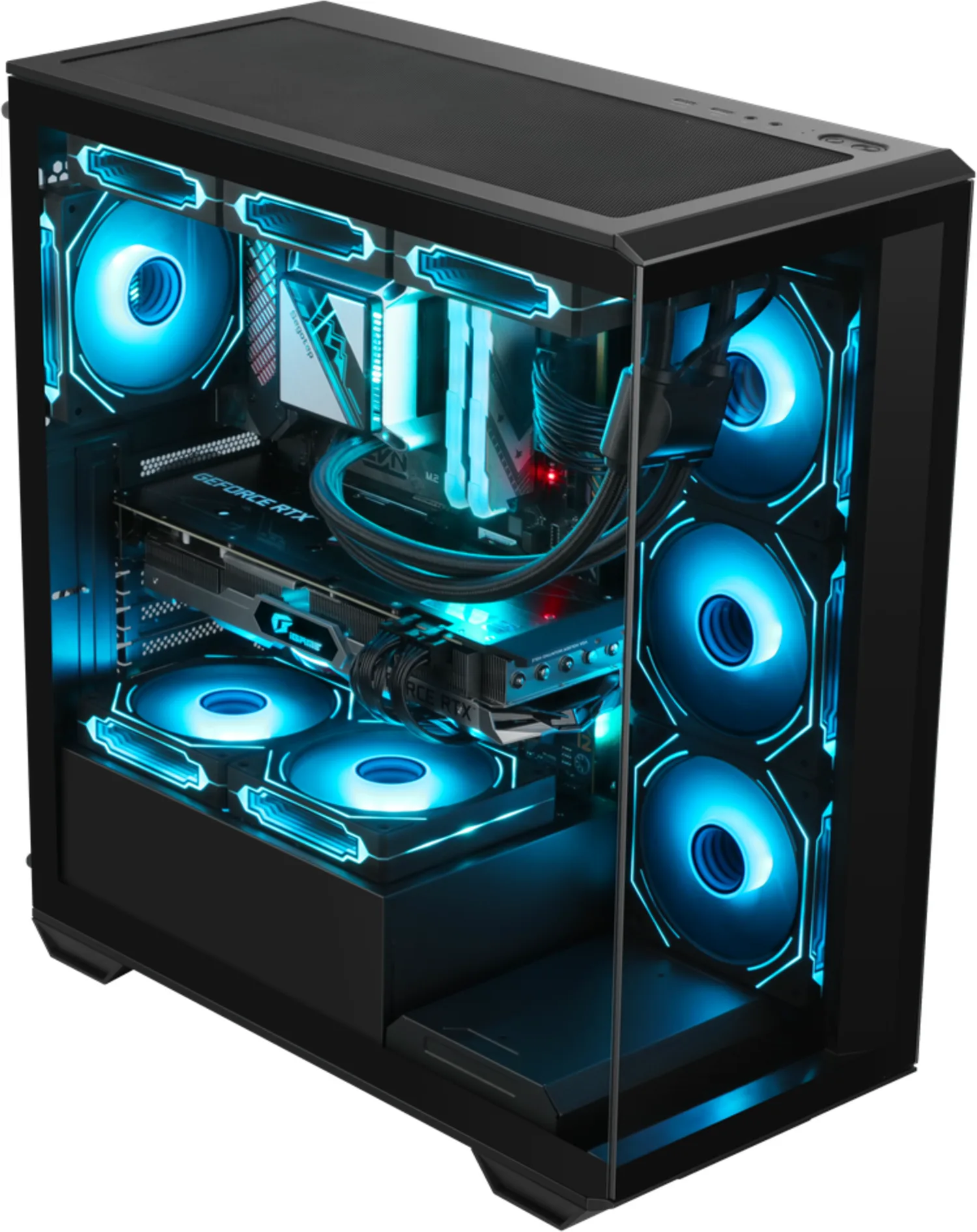 Imagen 1 de GABINETE GAMER ESGAMING GILGAMESH 270deg | Micro ATX / ITX | 6 ARGB | Controlado