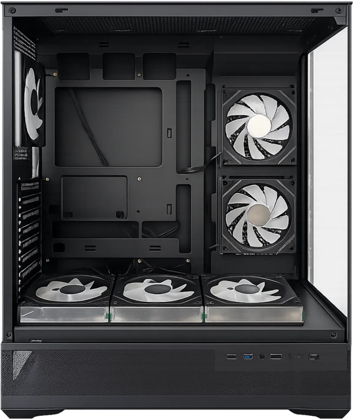 Imagen 4 de GABINETE GAMER BK01 BLACK ARGB (6 FAN) 2 FAN MB/ 3 FAN ABAJO, 1 FAN TRASERO S/ FUENTE