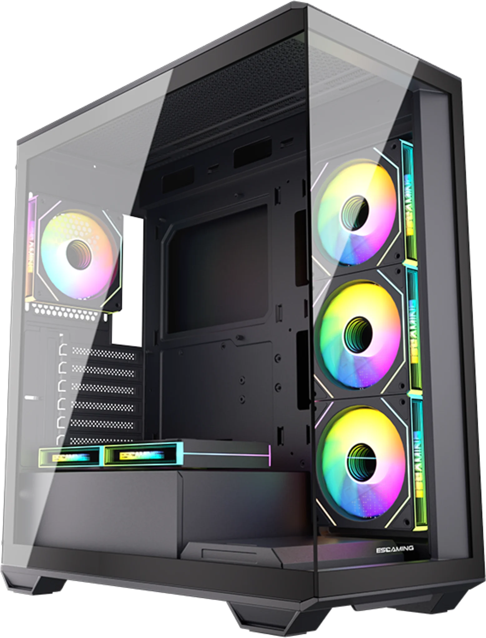 Imagen 2 de GABINETE GAMER ESGAMING GILGAMESH 270deg | Micro ATX / ITX | 6 ARGB | Controlado