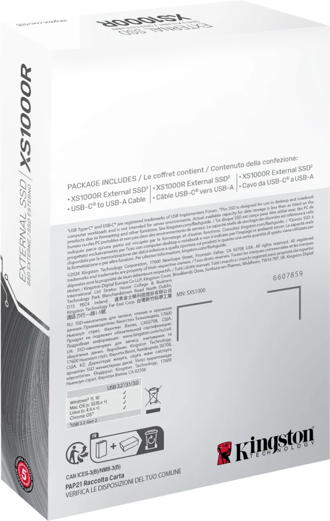Imagen 5 de Unidad SSD Externo Kingston XS1000R 1TB USB-C 3.2 Gen2 Lec1050 MBs Esc1000 MBs