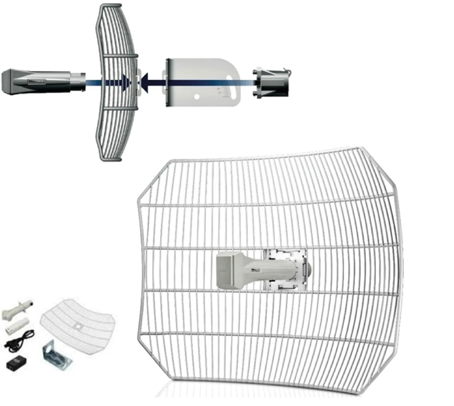 Imagen 1 de UBIQUITI AirGrid 5.8Ghz, Airmax Outdoor Acces Point 150 Mbps, 802.11a/n 25dBm power, Antenna grid 27