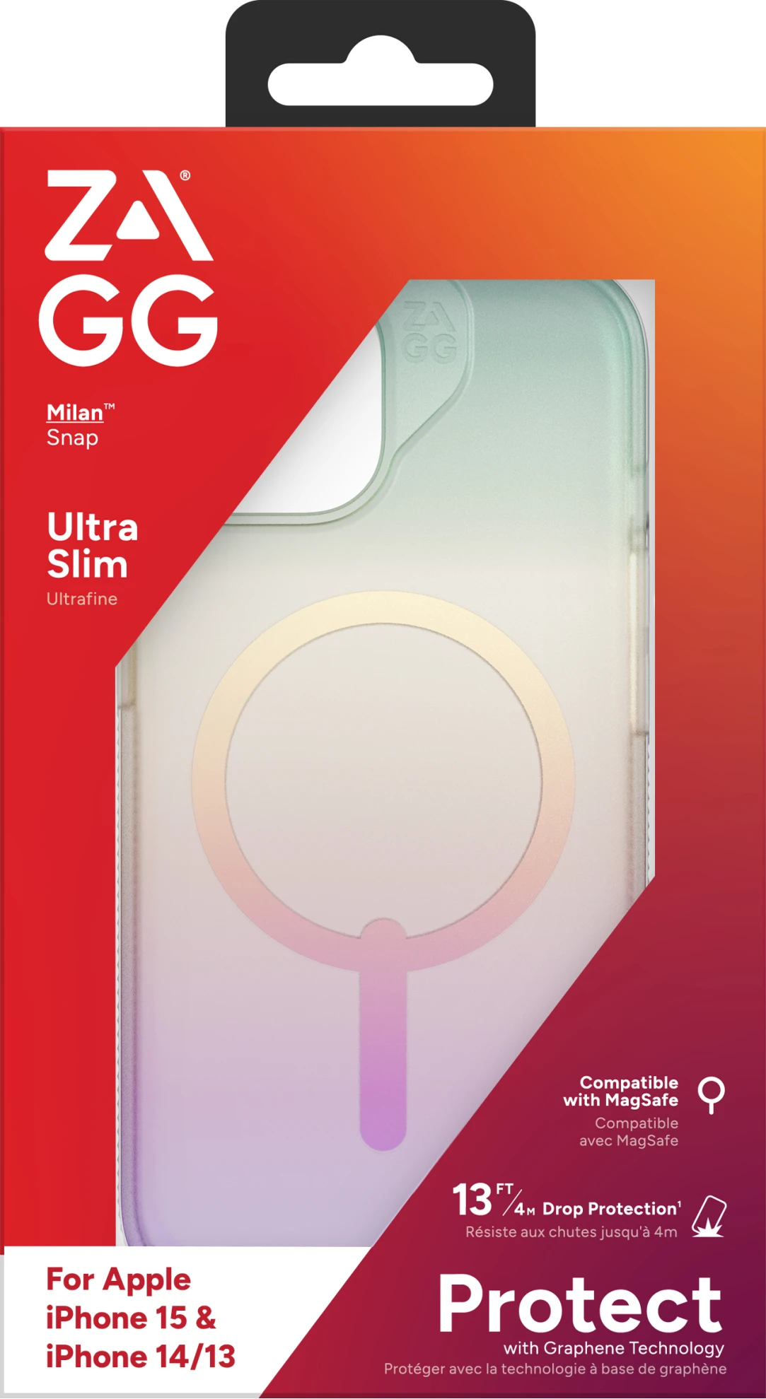 Imagen 5 de Funda dura Milan Snap con Magsafe para iPhone 15 Gear4 Transparente Iridescent