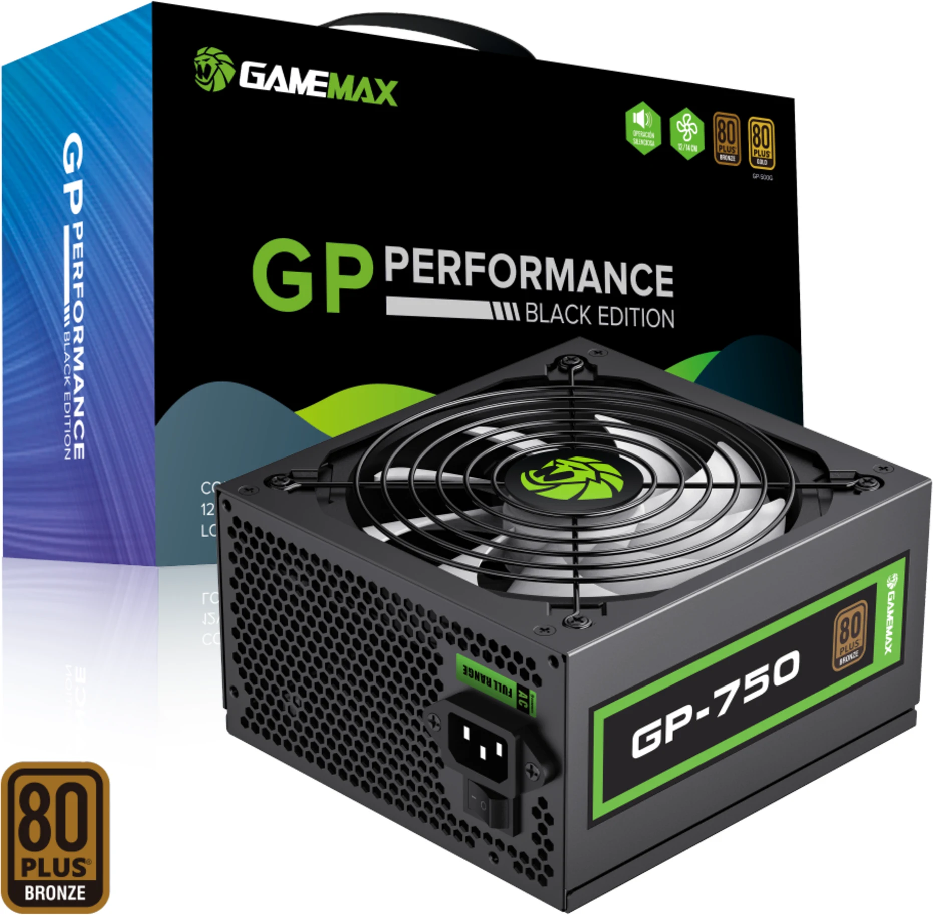 Imagen 0 de Fuente de Poder GAMEMAX GP-750, 750W 80 Plus Bronze No Modular ATX PFC act Negro