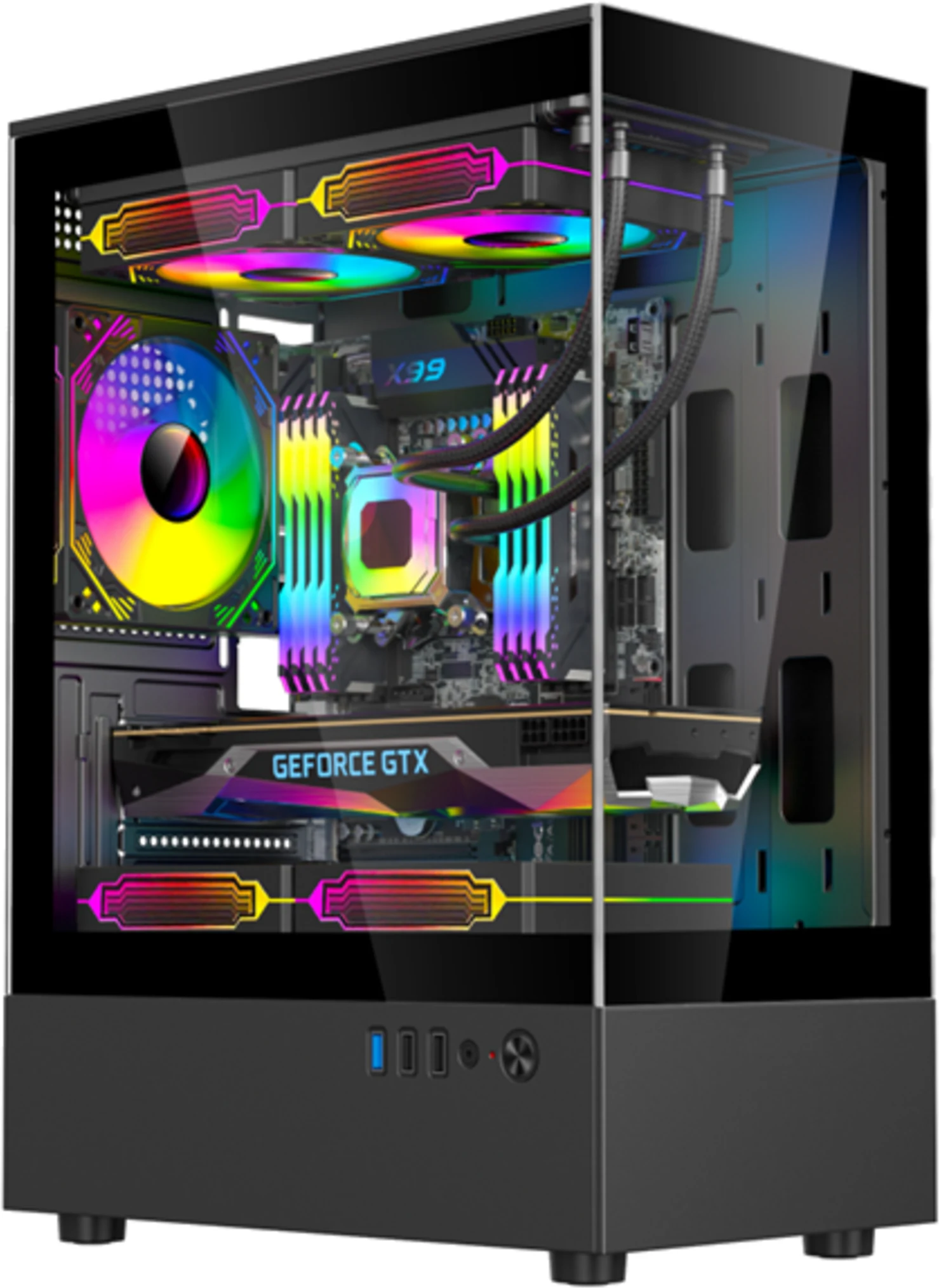 Imagen 0 de Gabinete Gamer ESGAMING H60, 5 Ventiladores ARGB, m-ATX, Negro