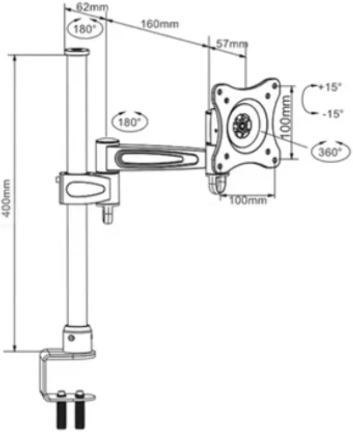 Imagen 1 de Soporte de Escritorio 1 Brazo para Monitor 10" a 27" 15Kg VESA100*100, 1 EJE (Reacondicionado)