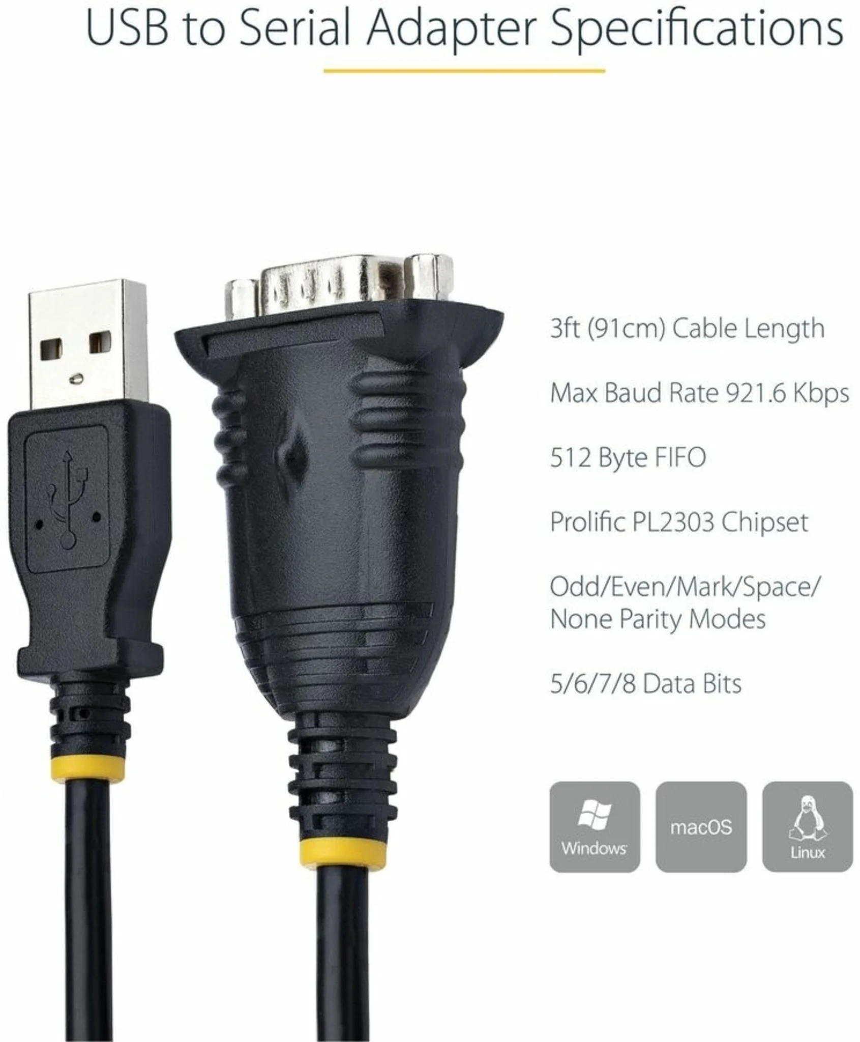 Imagen 9 de Cable Adaptador USB a Serial RS232 1mt 3ft para PLC/Impresora/Escáner - StarTech
