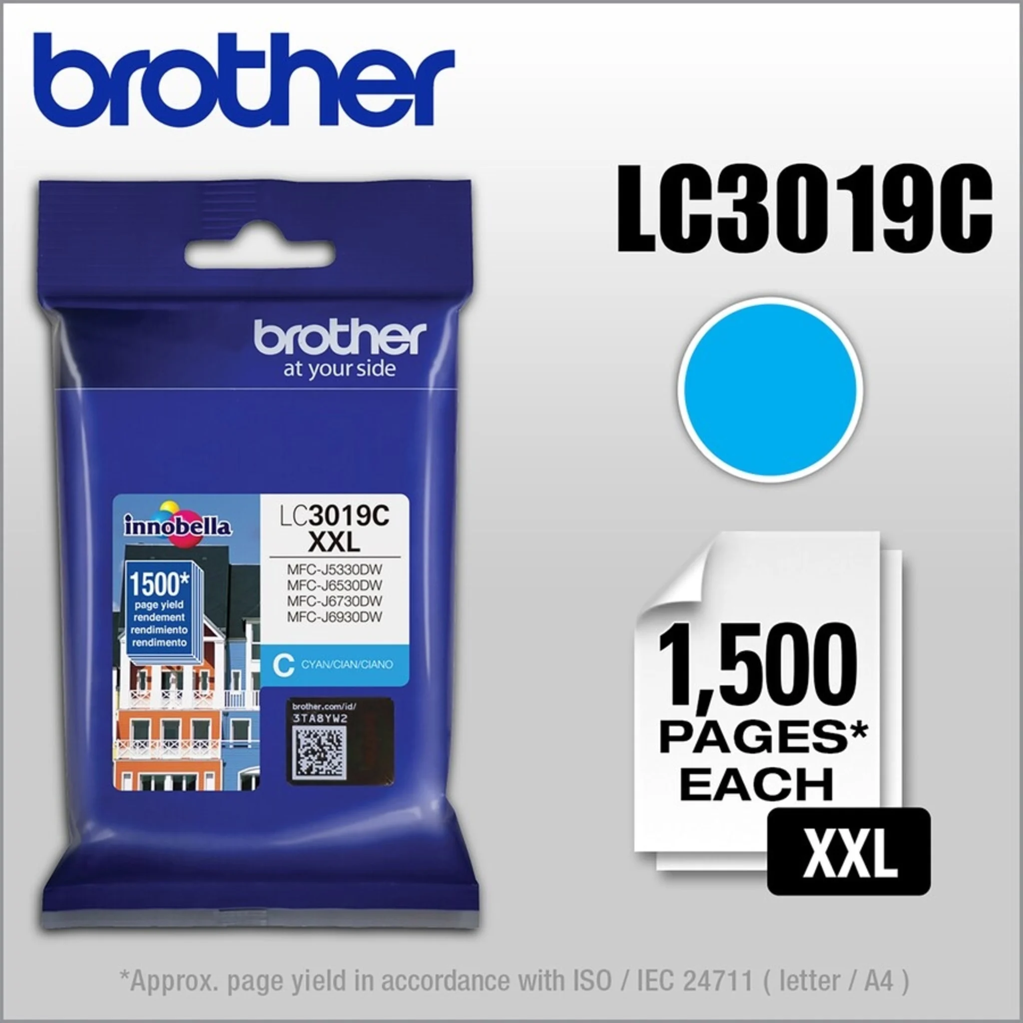 Imagen 4 de Cartridge Brother LC3019C Cyan Alto Rendimiento MFC J5330 J6530 J6930 1500Pág