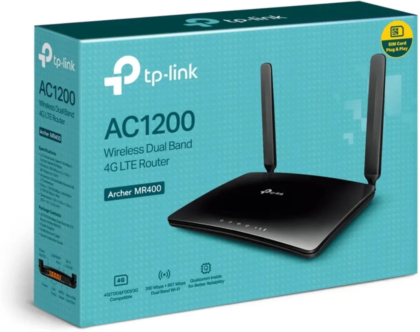 Imagen 3 de ARCHER MR400 ROUTER TPLINK AC1200 WIRELESS DUAL BAND 4G LTE