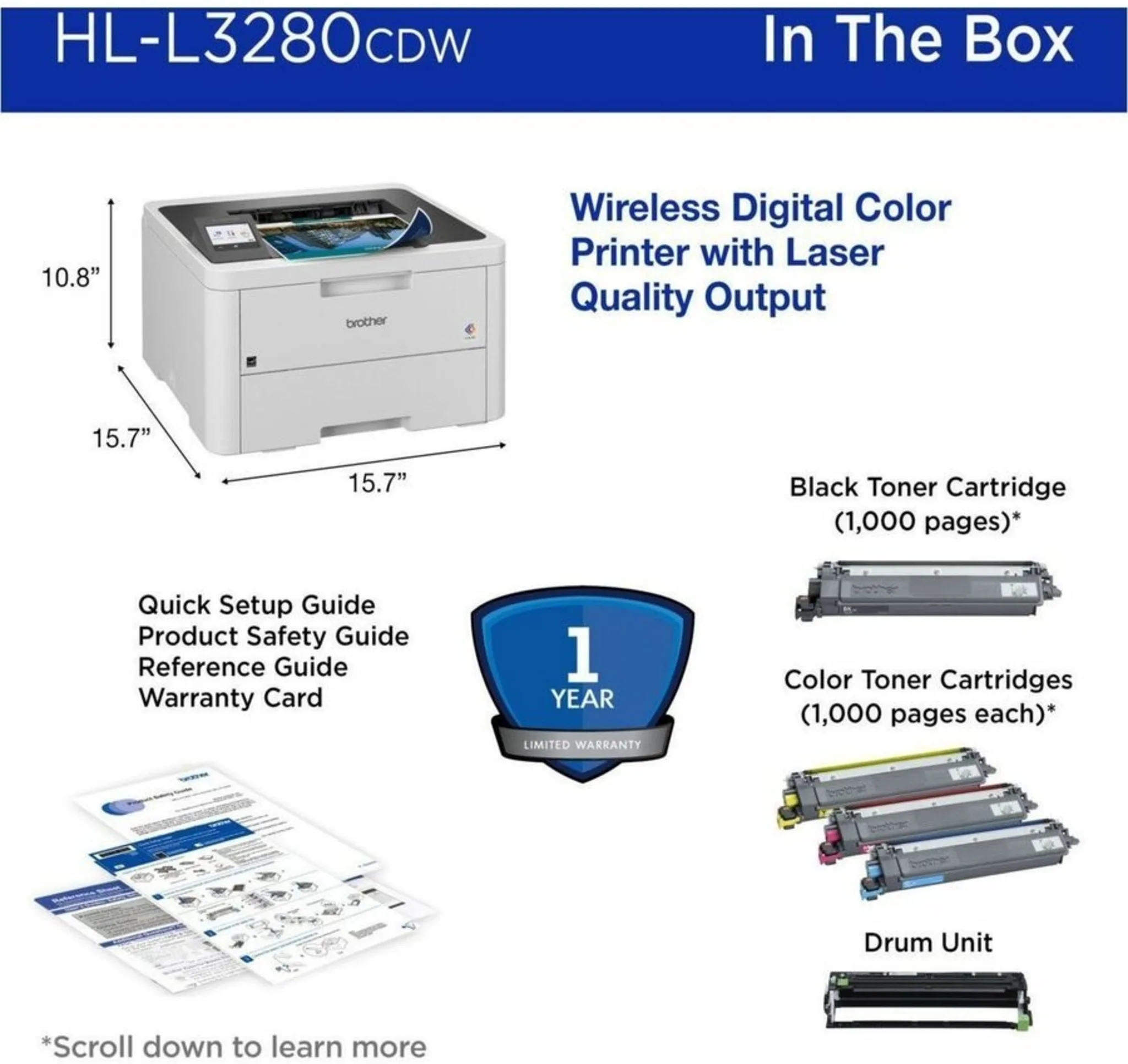 Imagen 9 de Impresora Brother HL-L3280CDW, Láser Color Wi-Fi USB Dúplex Color 27ppm