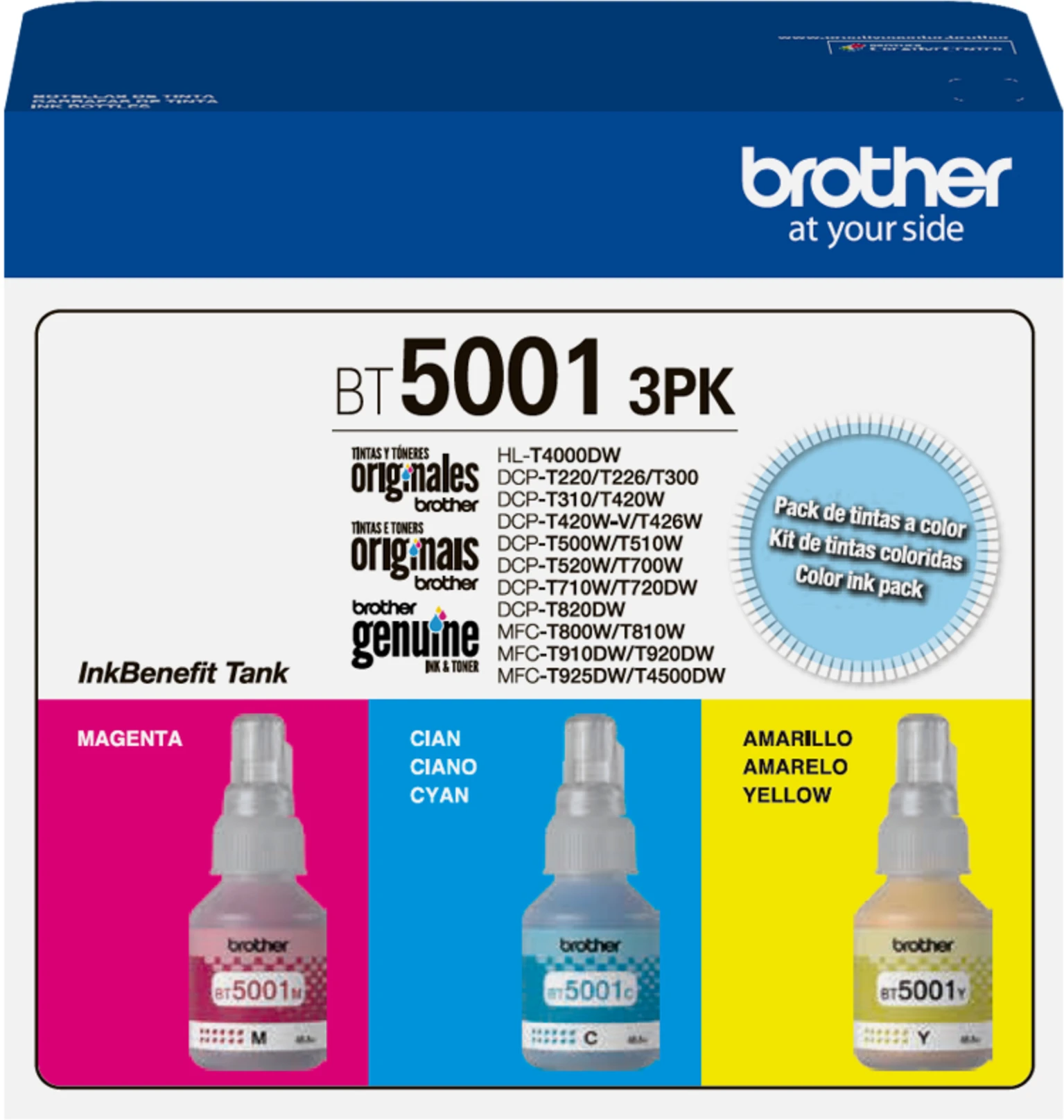 Imagen 0 de Pack 3x Botella de Tinta Brother BT5001 Bt5001 T300/500/700/800/900w 5000Pág