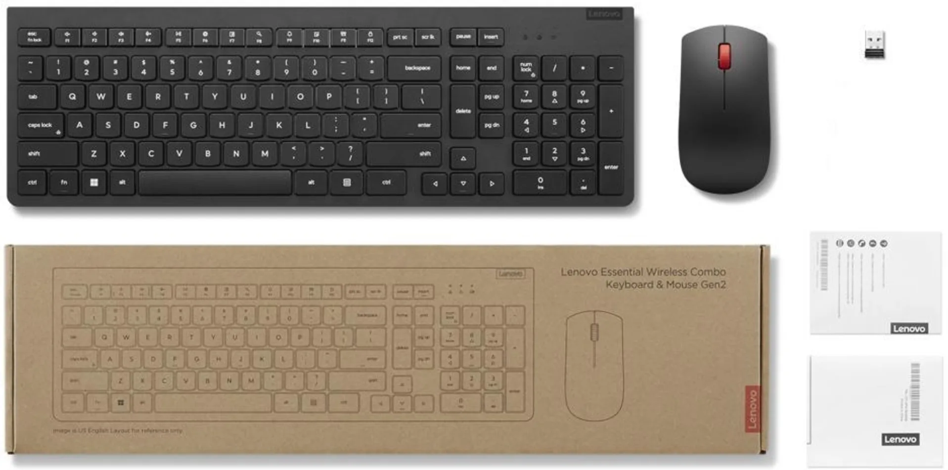 Imagen 1 de Kit Teclado Mouse Inalámbrico Lenovo Essential Gen2, LA Español 2,4Ghz USB Negro