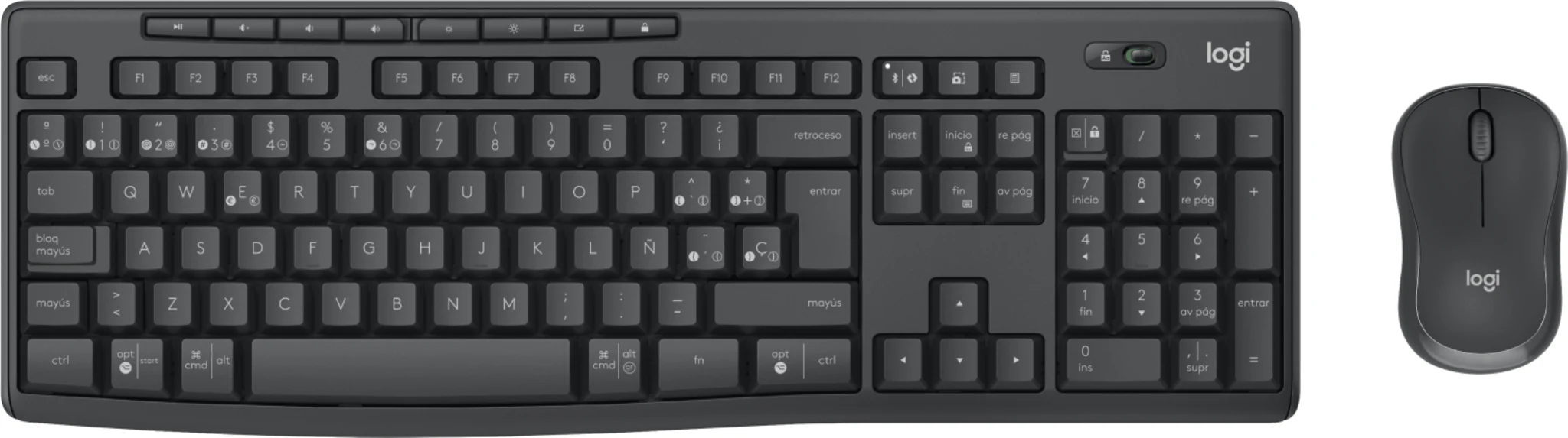 Imagen 0 de Kit Teclado Mouse Inalámbrico Logitech MK370 Bluetooth Receptor USB Color Grafit
