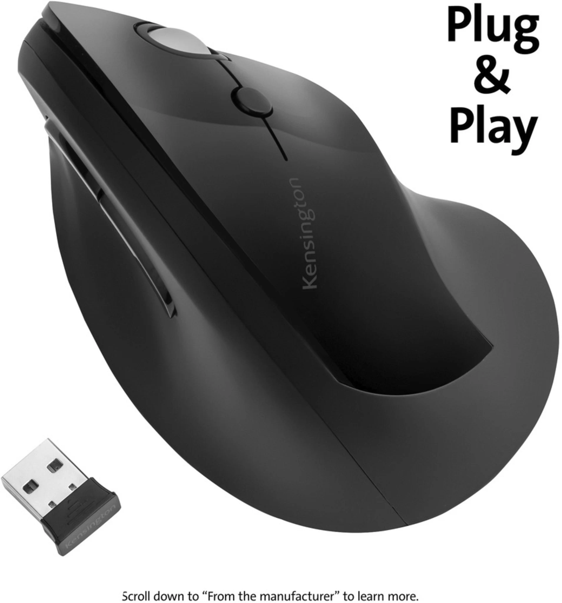 Imagen 5 de Mouse Ergonómico Inalámbrico Vertical Kensington ProFit 6 Btns 1600dpi USB Negro