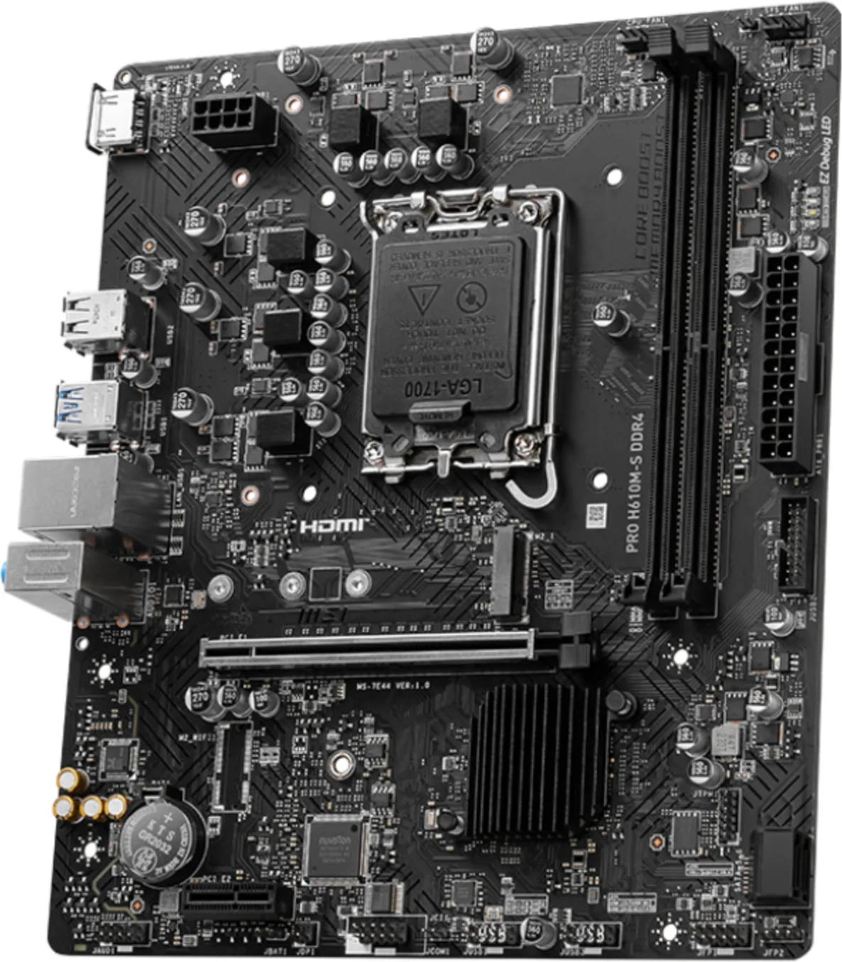 Imagen 2 de Tarjeta Madre MSI PRO H610M-S DDR4 LGA1700 14°G 2*DDR4 M.2 HDMI USB3.2/2.0 mATX