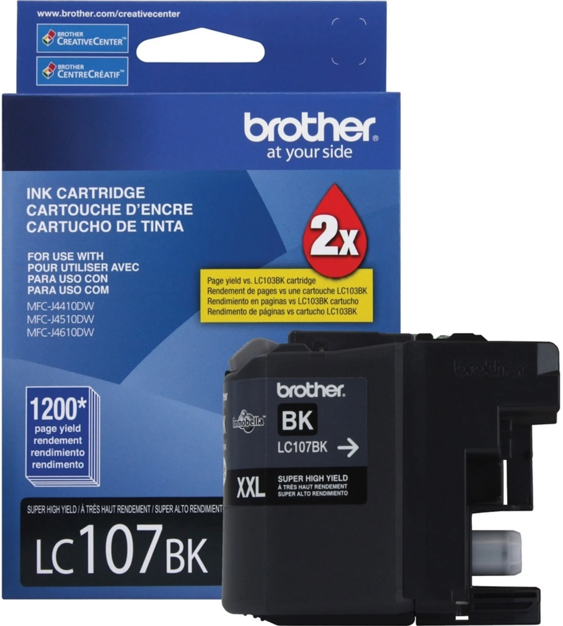 Imagen 0 de Cartridge Brother LC-107BK Negro para MFC-J4510DW, 1200 Páginas