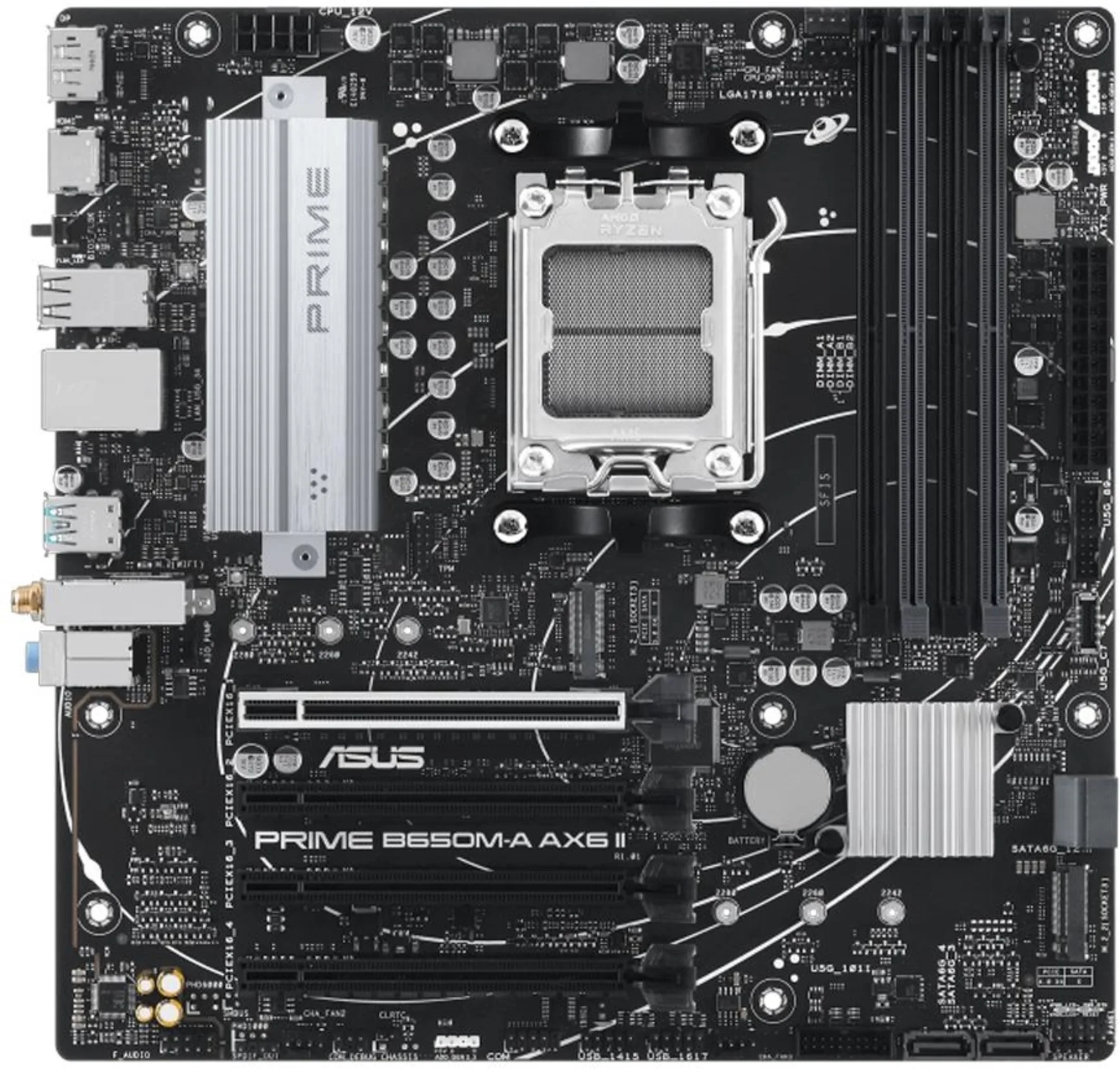 Imagen 1 de Tarjeta madre Asus PRIME B650M-A AX6 II AM5 AMD 4*DDR5 WiFi DP HDMI USB 10Gbps