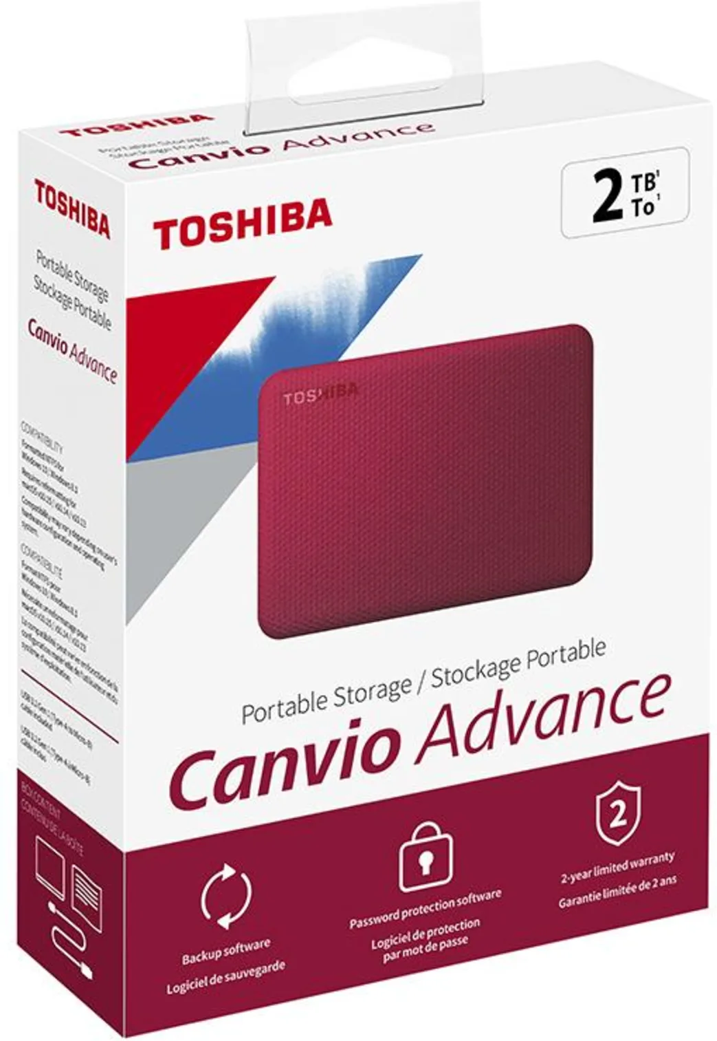 Imagen 1 de Disco Duro Externo Toshiba Canvio Advance Rojo 2TB 2.5" 5400RPM USB3.0 PC/MAC