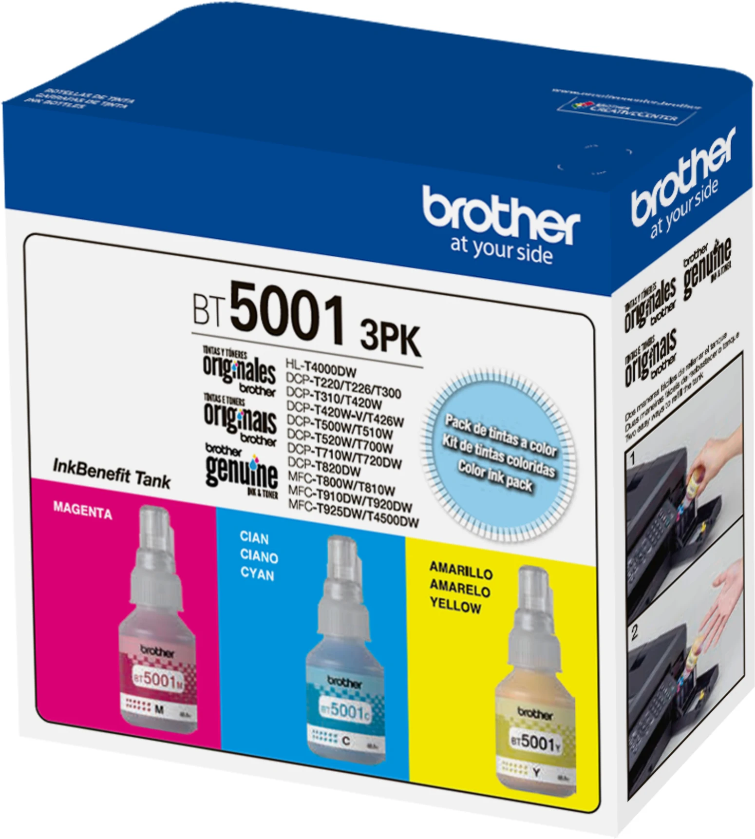 Imagen 1 de Pack 3x Botella de Tinta Brother BT5001 Bt5001 T300/500/700/800/900w 5000Pág