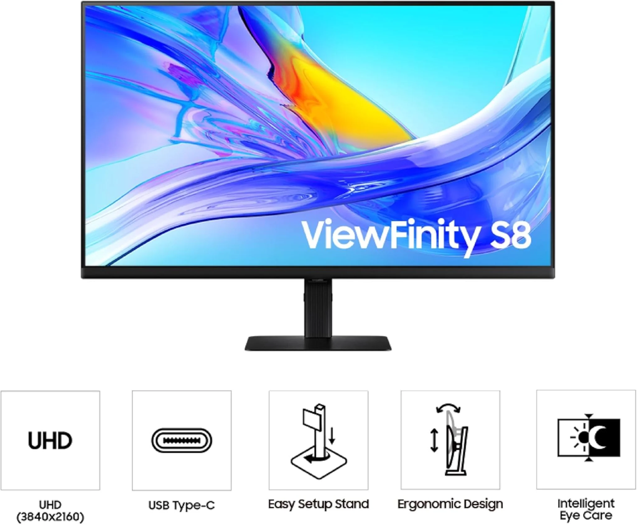 Imagen 6 de Monitor Samsung ViewFinity S8 37" 4K UHD USB-C DP HDMI RJ45 Altura Ajustable